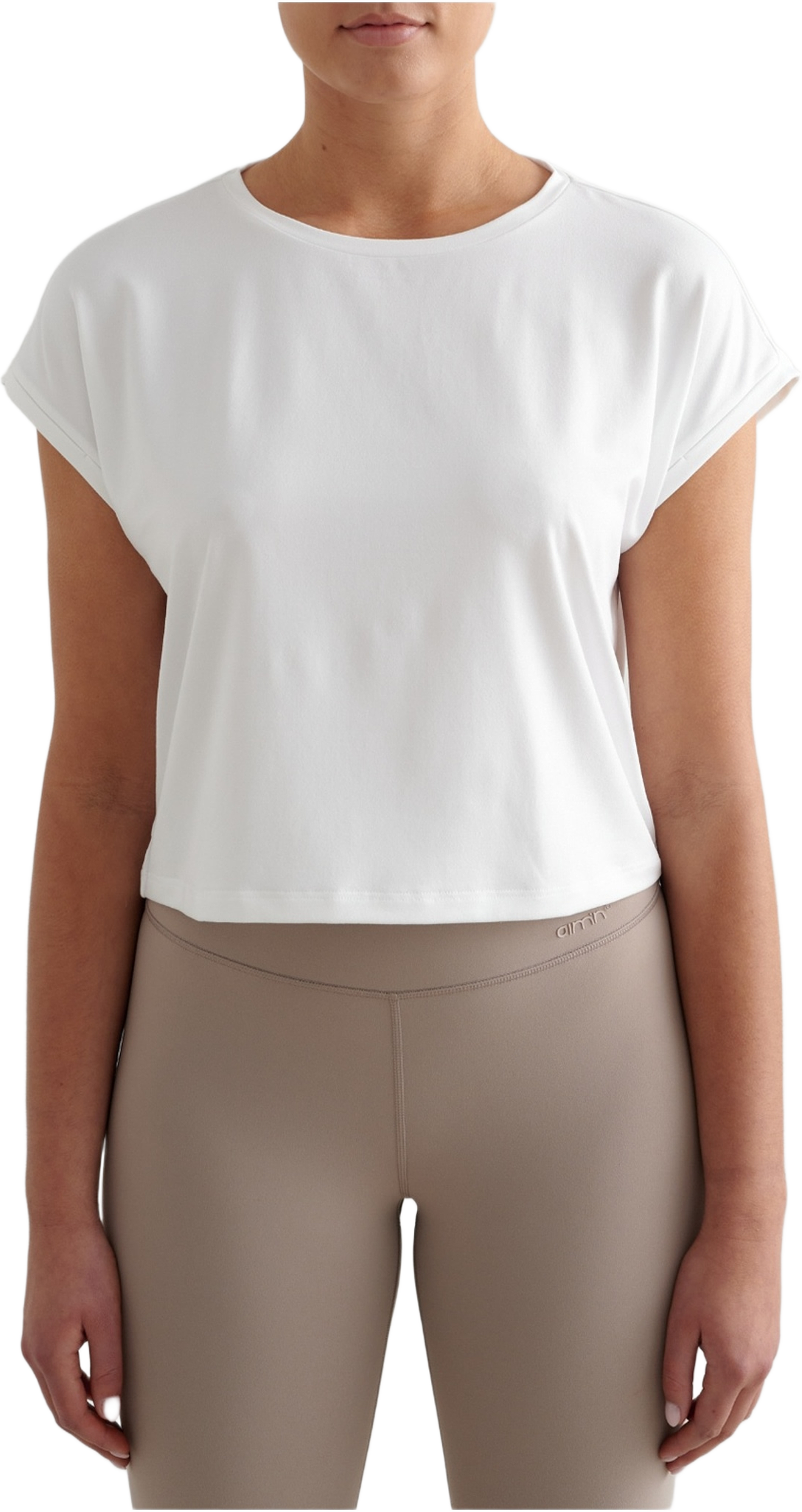 Soft Basic Roll Sleeve Top, från aim'n, i färgen white. Klicka för att öppna bilden i stort format