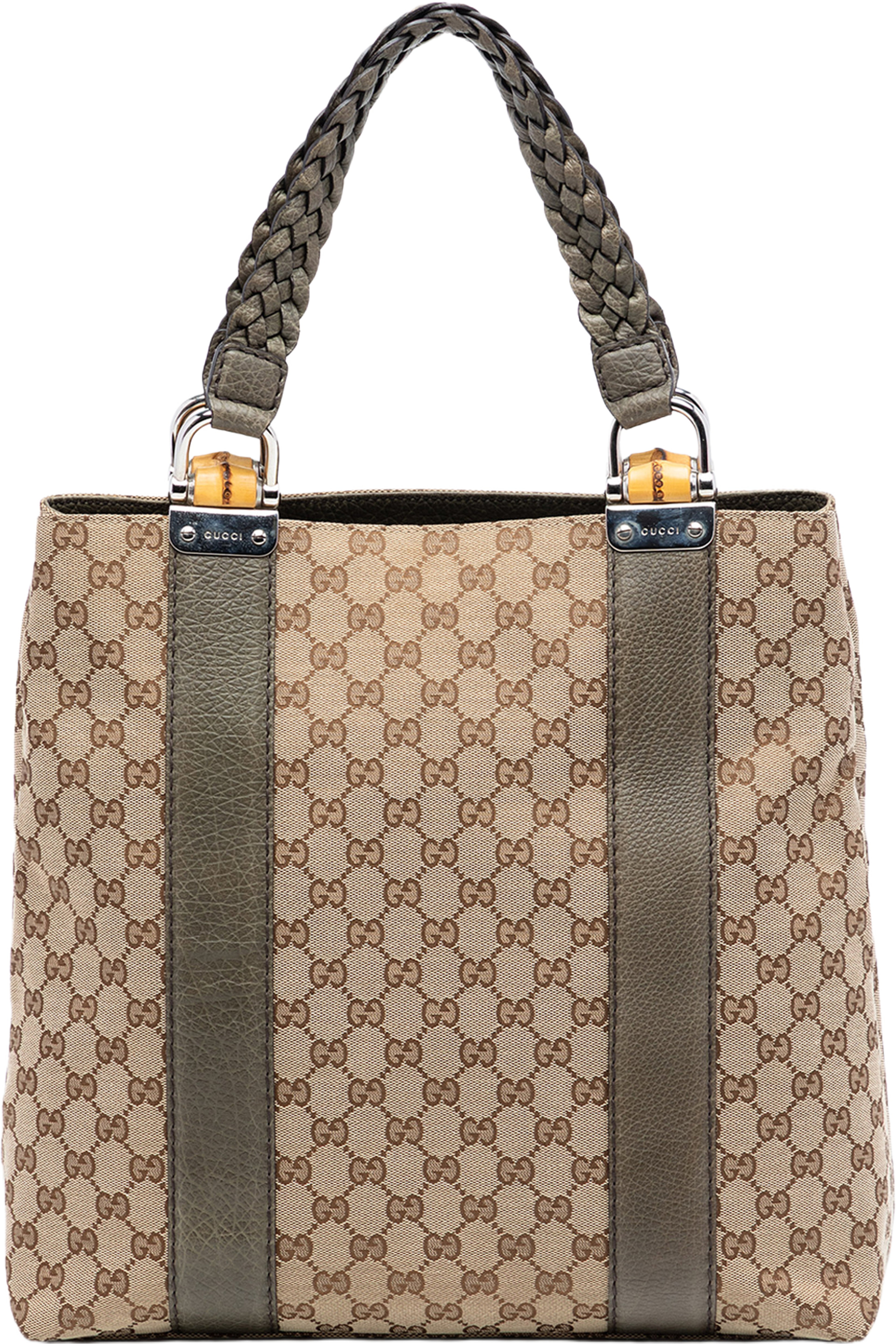 Gucci Large Gg Canvas Bamboo Libeccio Tote, från Luxclusif, i färgen beige. Klicka för att öppna bilden i stort format