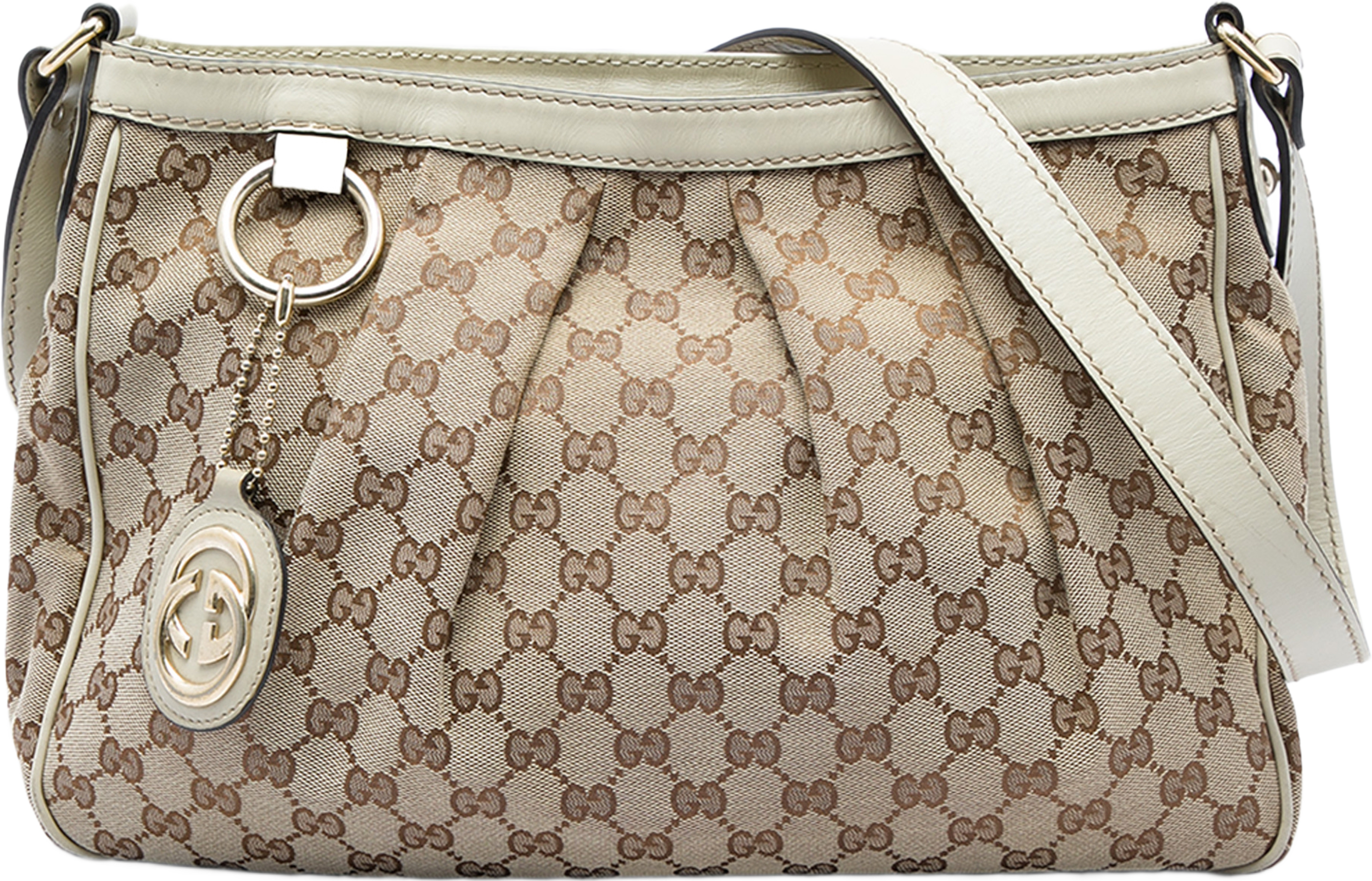 Gucci Gg Canvas Sukey Crossbody, från Luxclusif, i färgen beige. Klicka för att öppna bilden i stort format