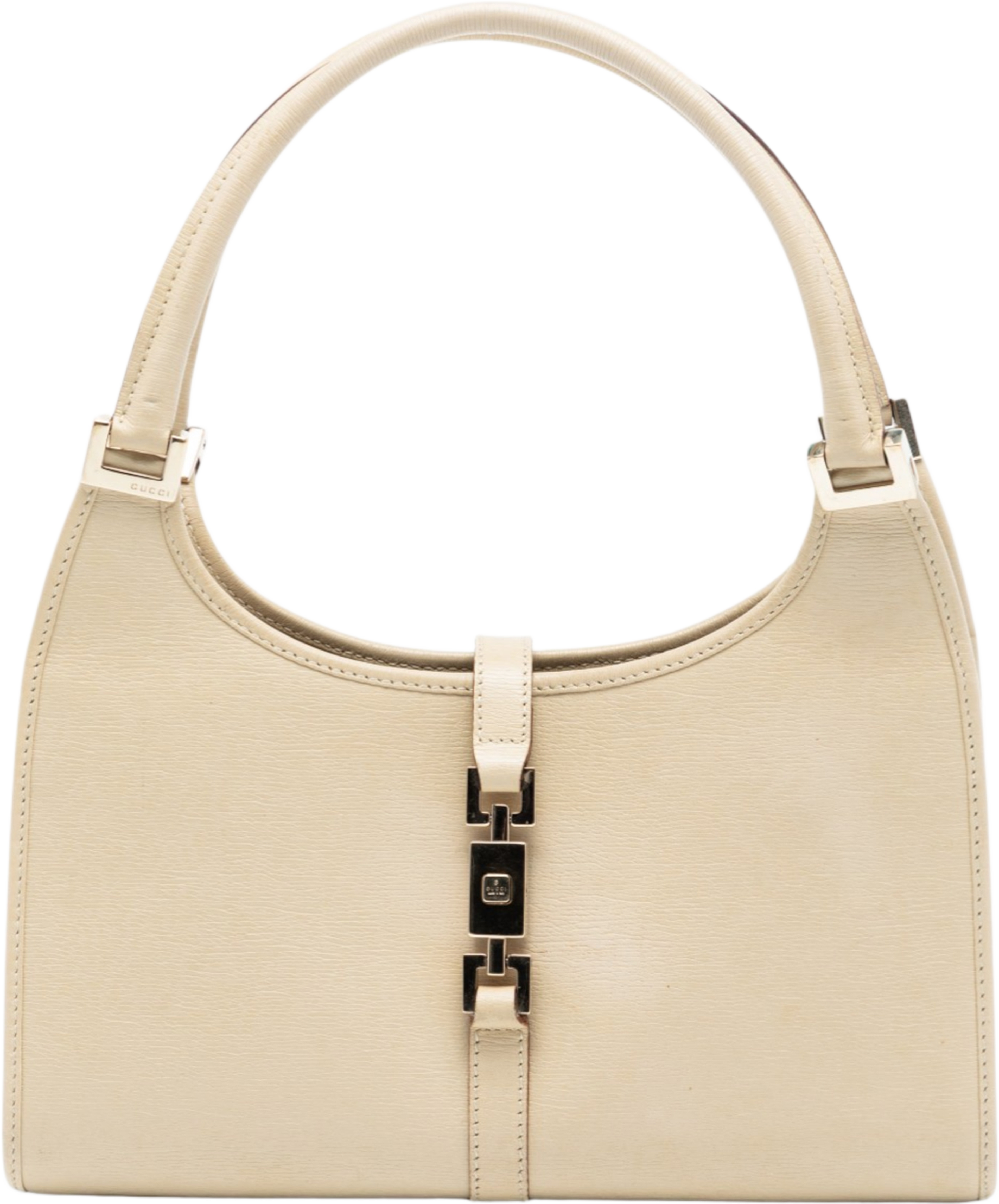 Gucci Calfskin Jackie Bardot Handbag, från Luxclusif, i färgen ivory. Klicka för att öppna bilden i stort format