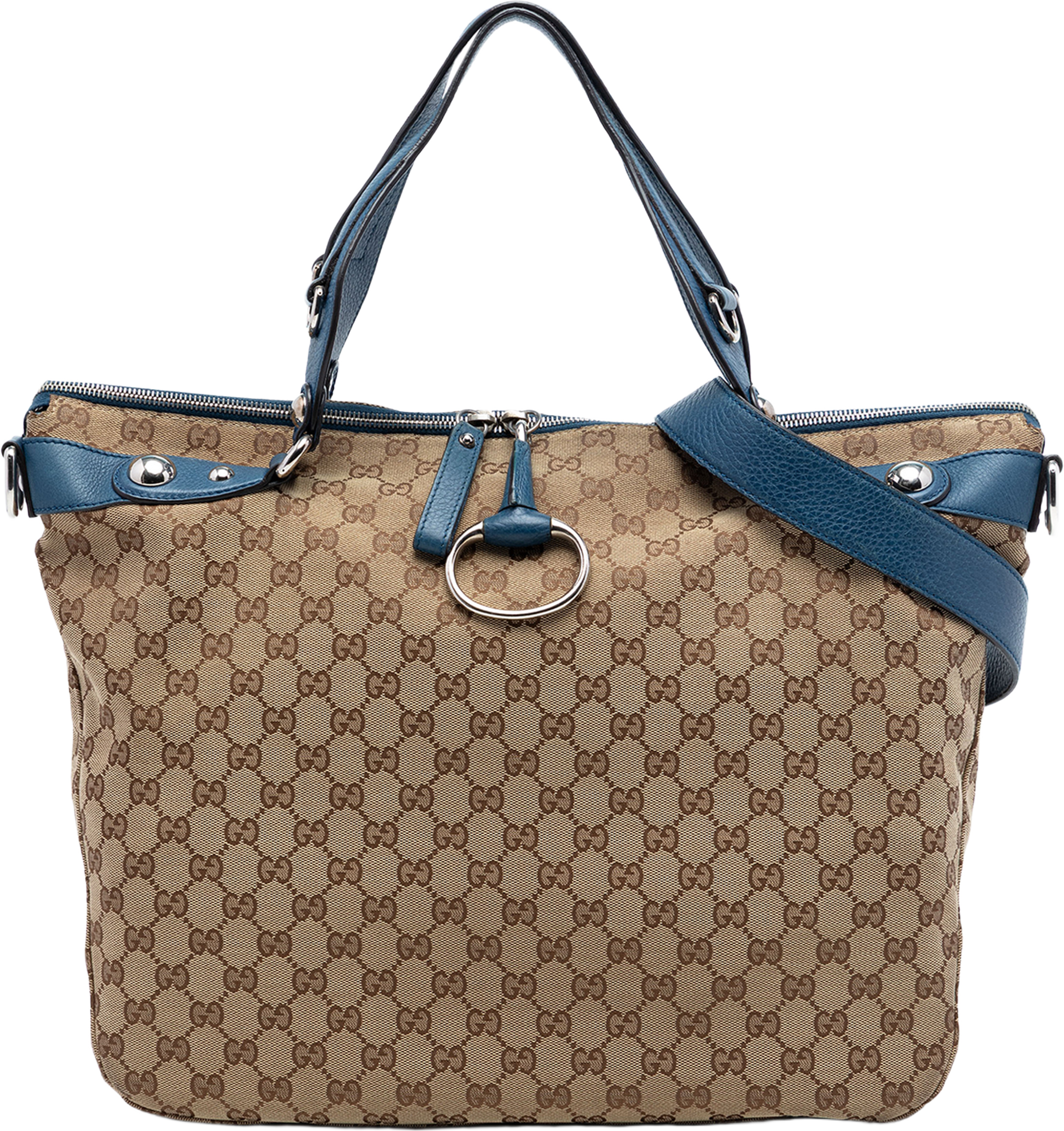 Gucci Large Gg Canvas Icon Bit Satchel, från Luxclusif, i färgen beige. Klicka för att öppna bilden i stort format