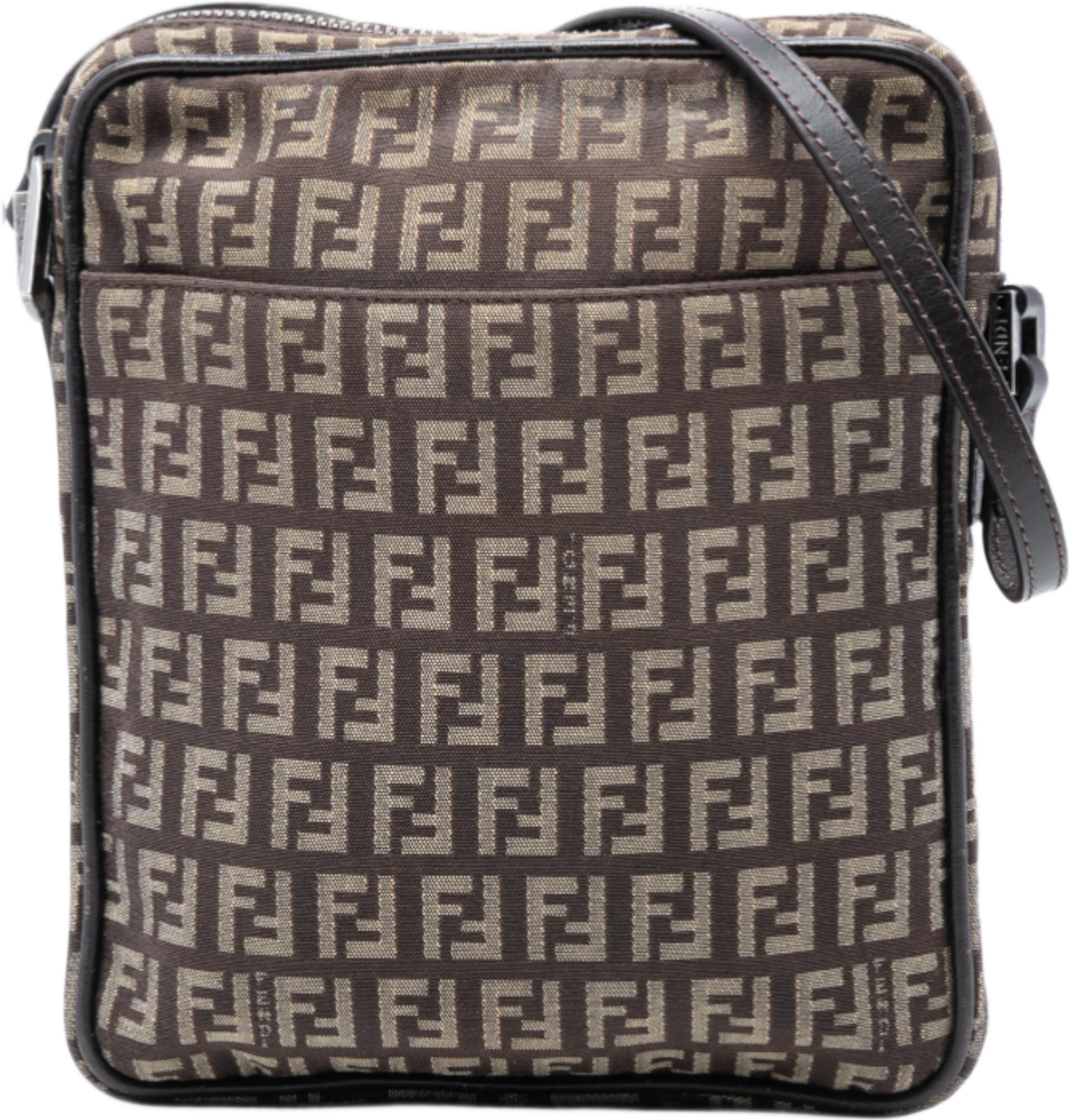 Fendi Zucchino Canvas Crossbody, från Luxclusif, i färgen brun. Klicka för att öppna bilden i stort format
