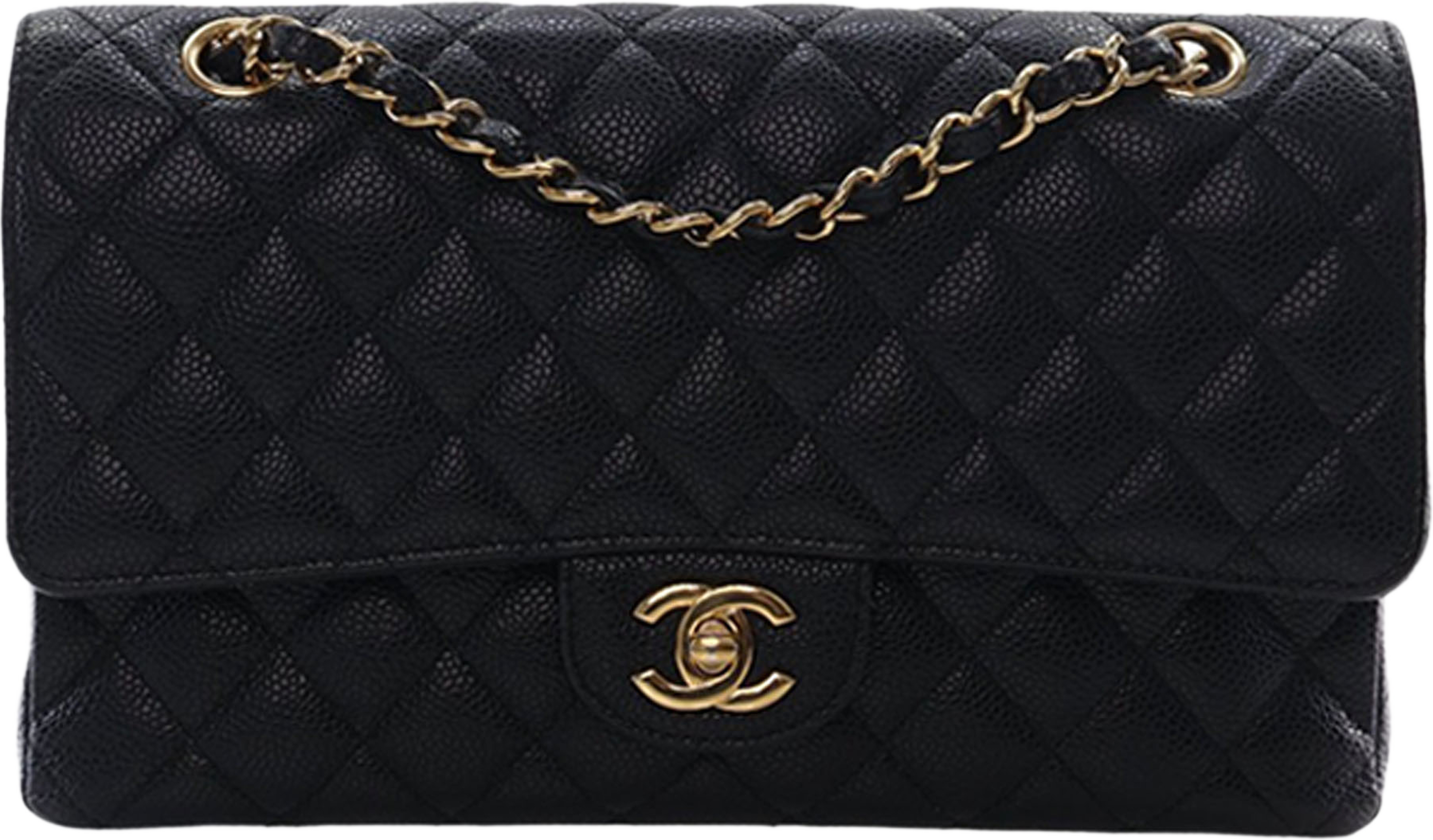 Chanel Medium Classic Caviar Double Flap, från Luxclusif, i färgen black. Klicka för att öppna bilden i stort format