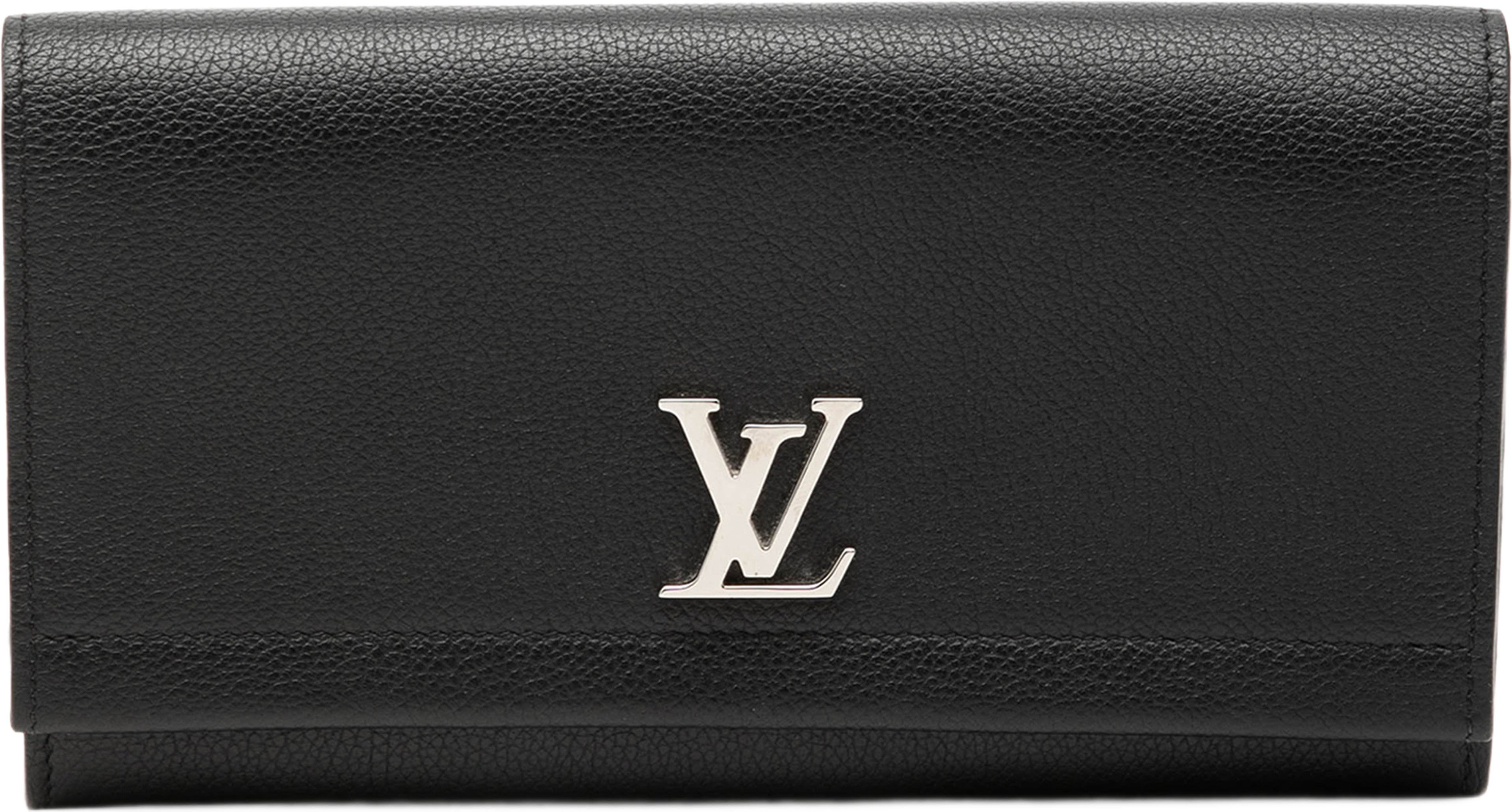 Louis Vuitton Leather Lockme Ii Long Wallet, från Luxclusif, i färgen black. Klicka för att öppna bilden i stort format