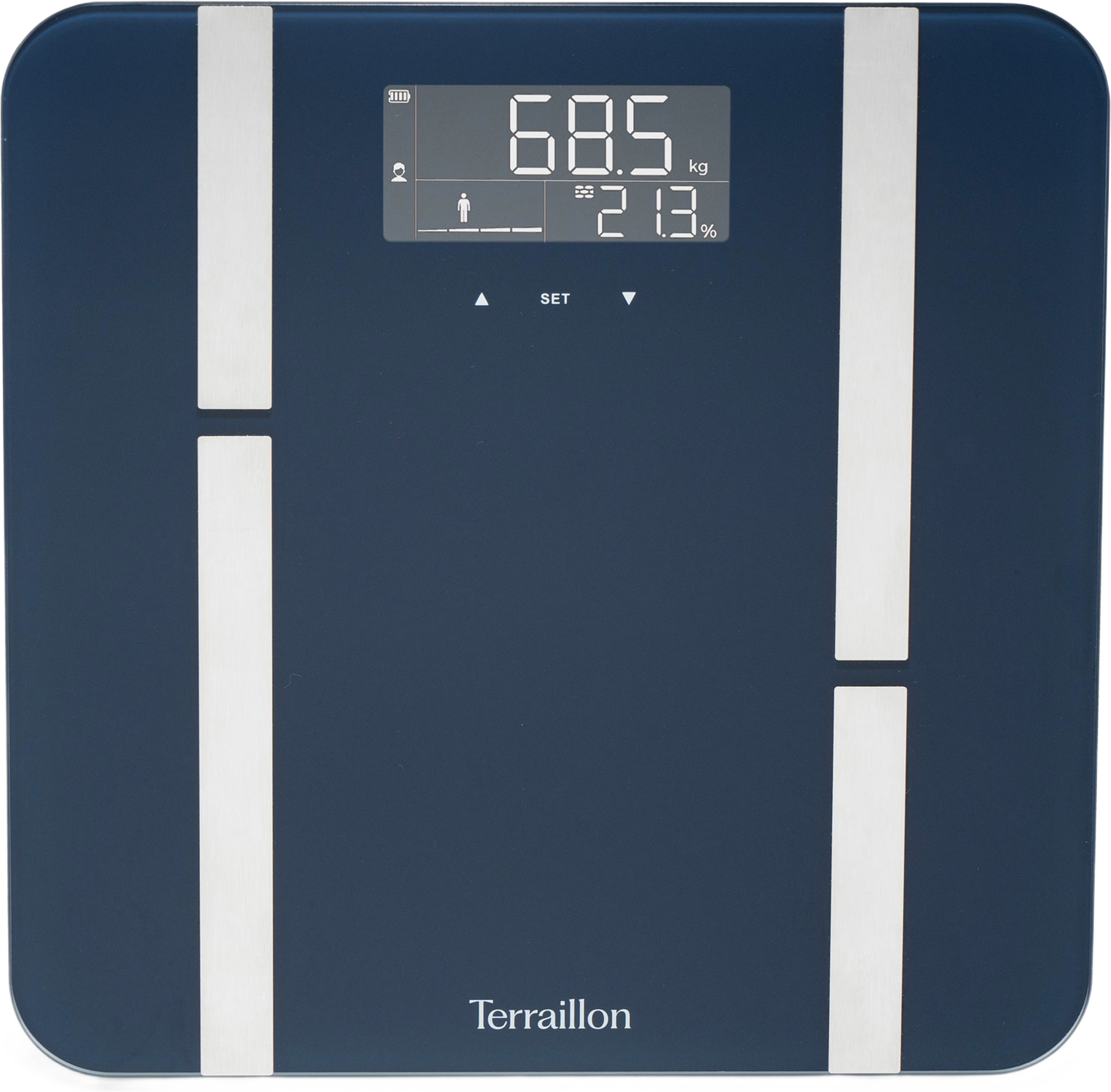 Personvåg X-line Fit Bmi, 8st Användare & Usb-c, från Terraillon, i färgen blå. Klicka för att öppna bilden i stort format