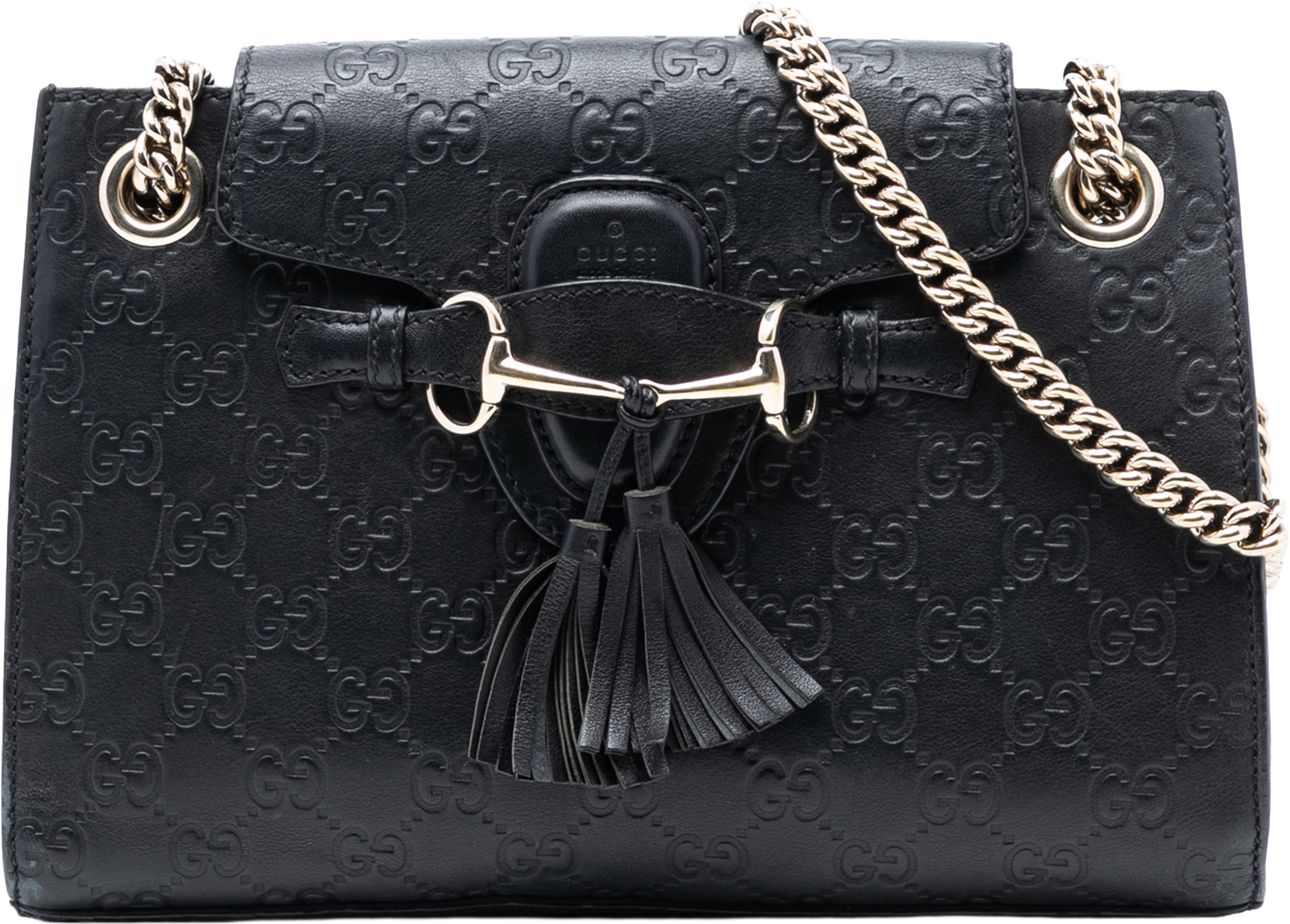 Gucci Small Guccissima Emily Shoulder Bag, från Luxclusif, i färgen black. Klicka för att öppna bilden i stort format