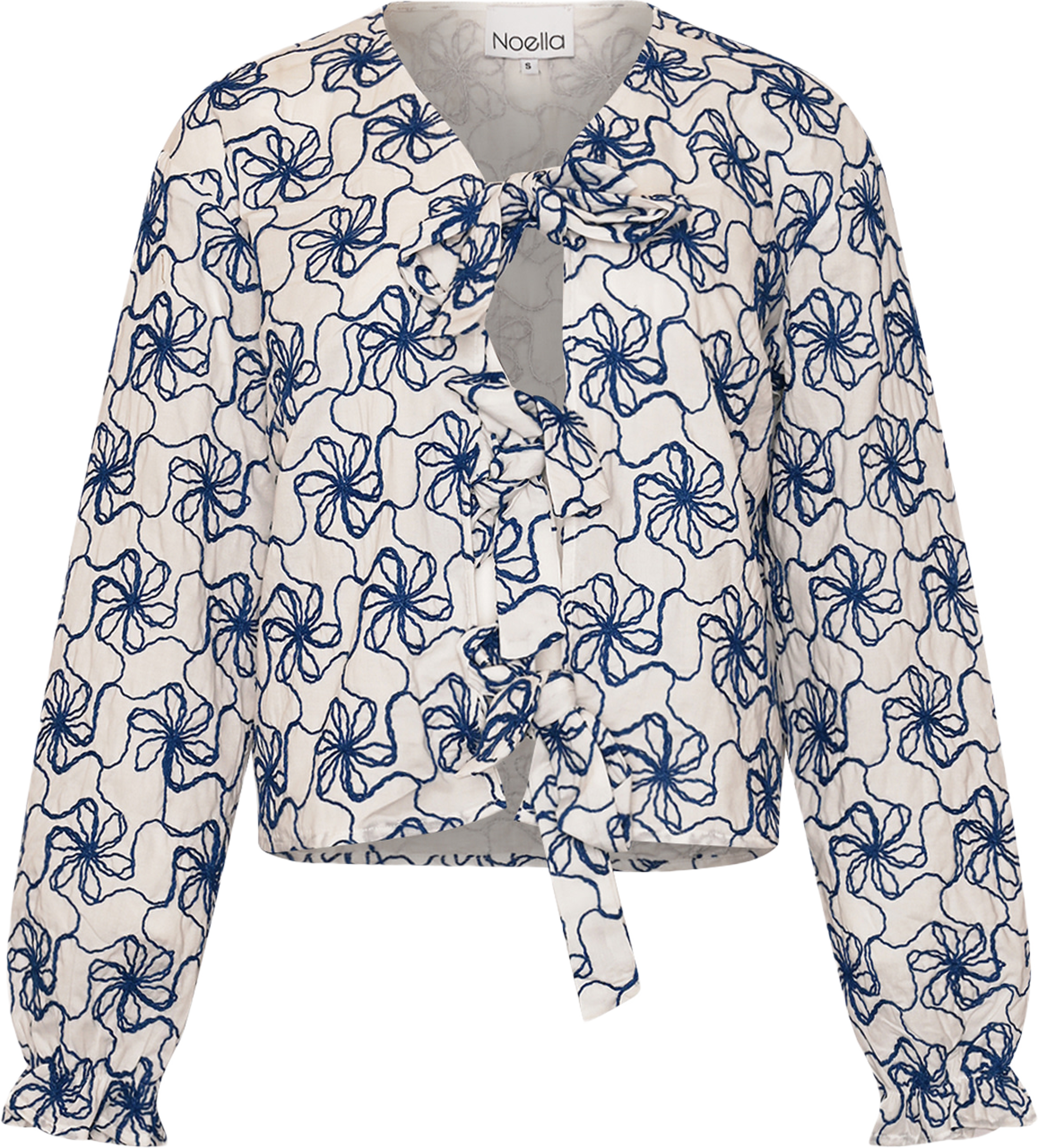 Krisina Blouse - White Blue Combo