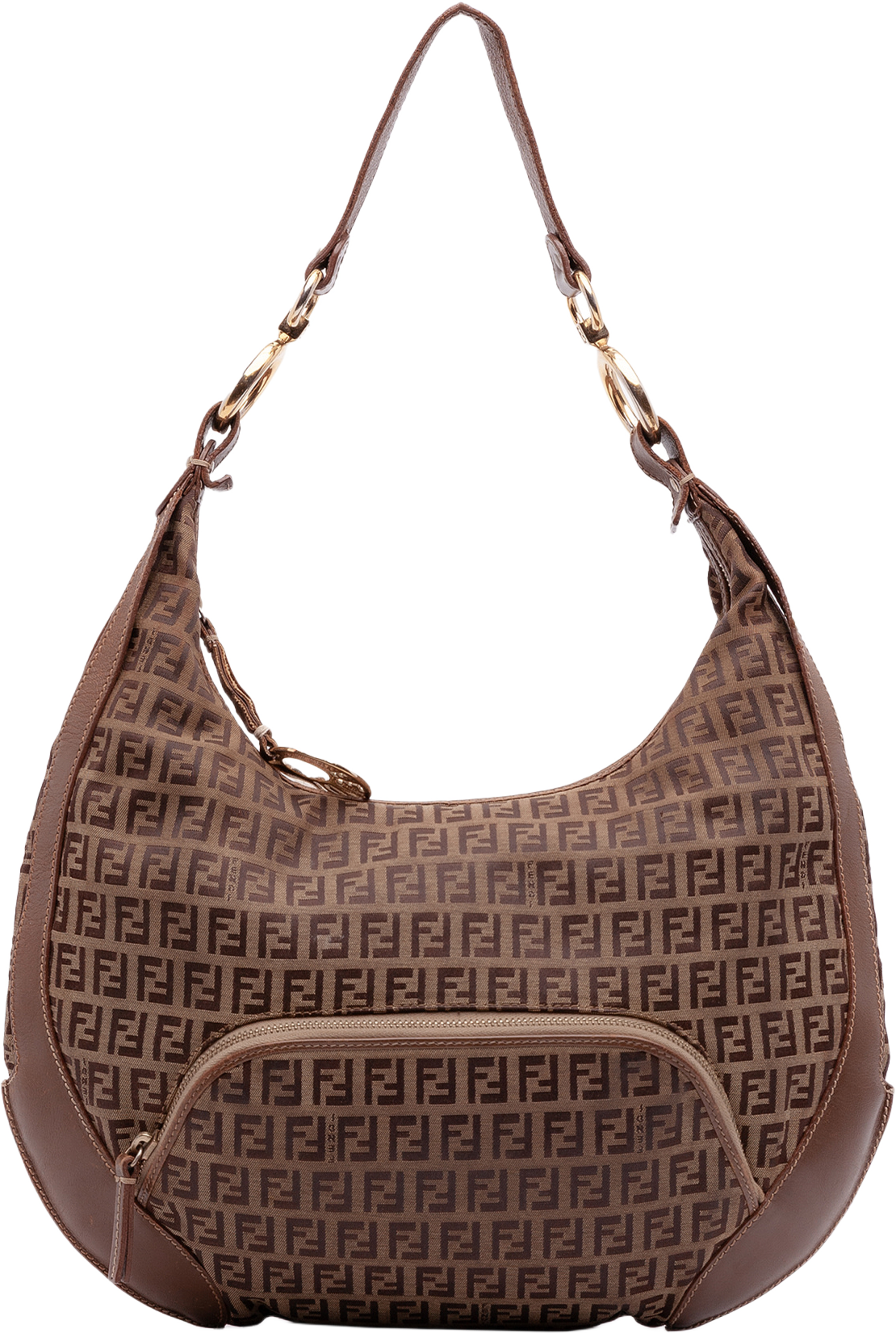 Fendi Zucchino Canvas Chef Pocket Hobo, från Luxclusif, i färgen brown. Klicka för att öppna bilden i stort format