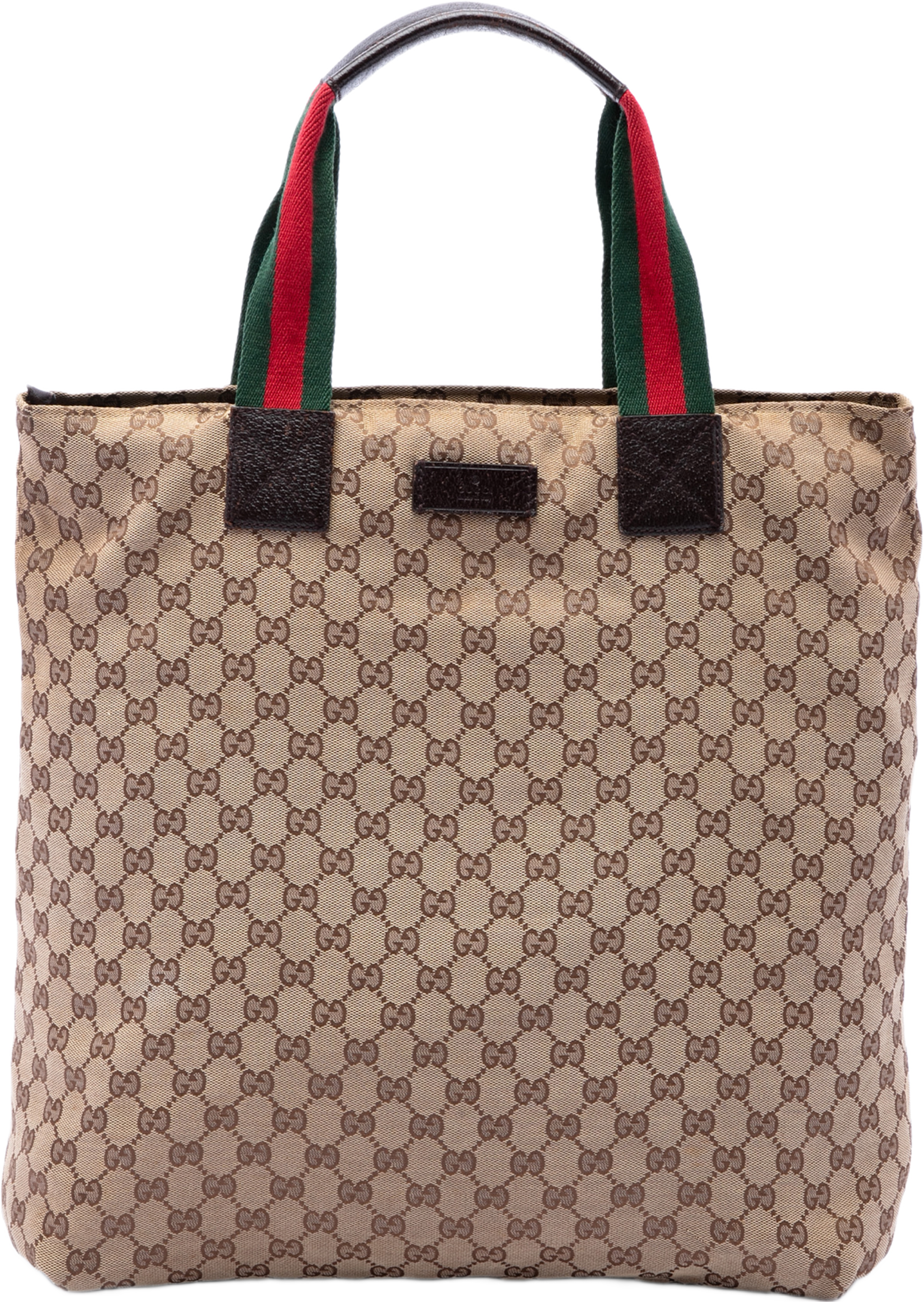 Gucci Gg Canvas Web Vertical Tote, från Luxclusif, i färgen beige. Klicka för att öppna bilden i stort format