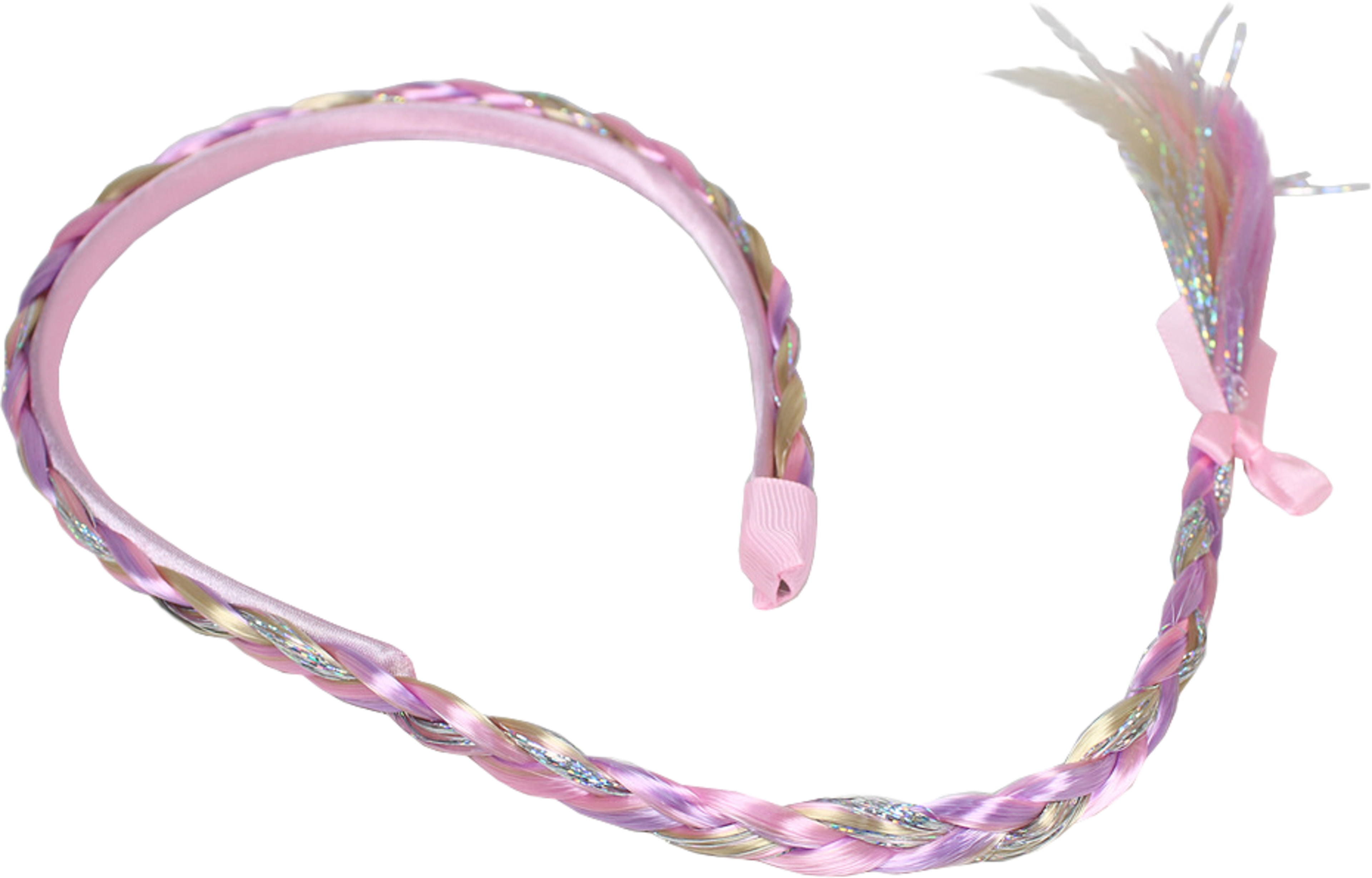 Diadem Med Fläta I Rosa, Silver Och Blond