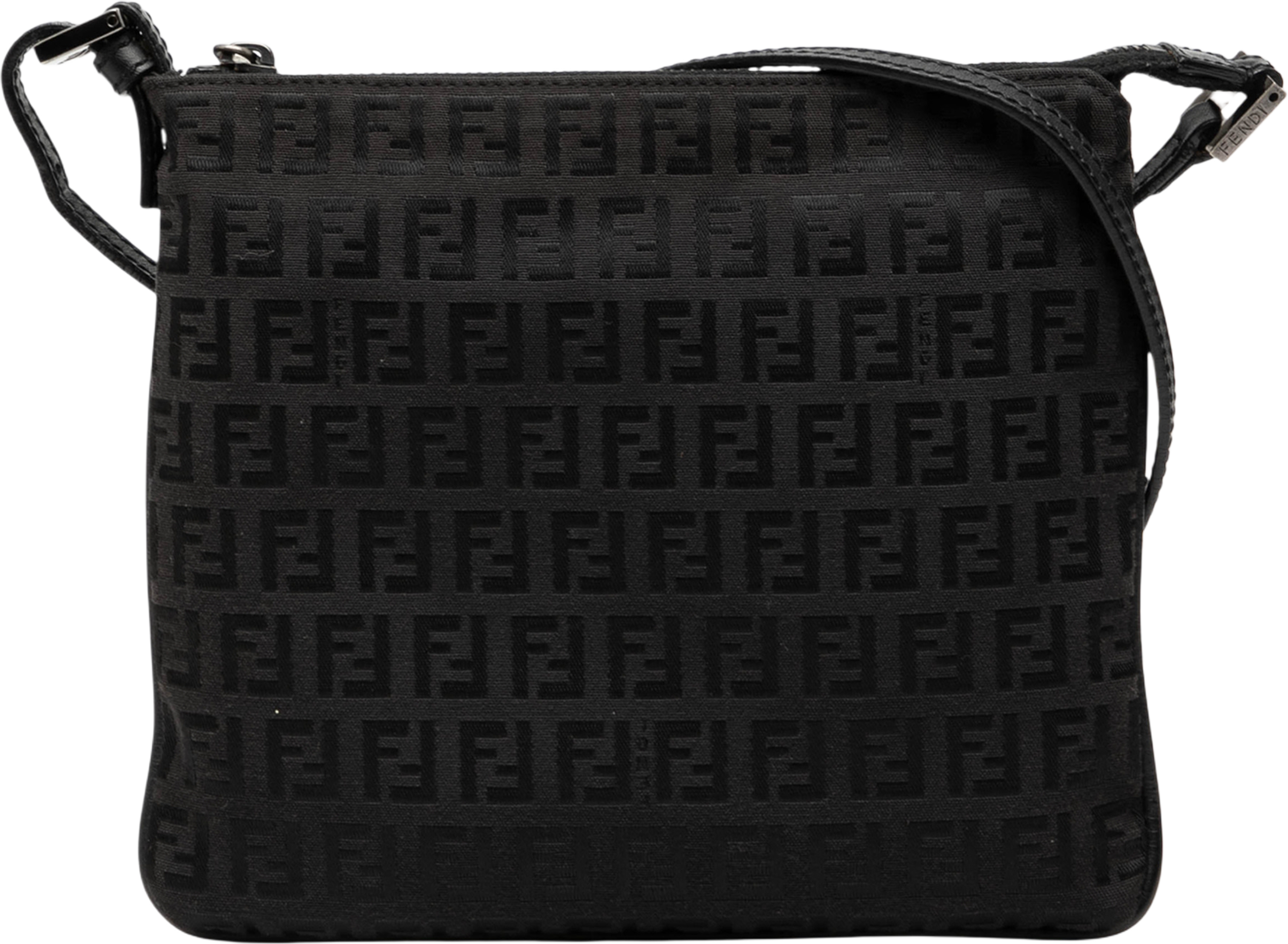 Fendi Zucchino Canvas Crossbody, från Luxclusif, i färgen black. Klicka för att öppna bilden i stort format