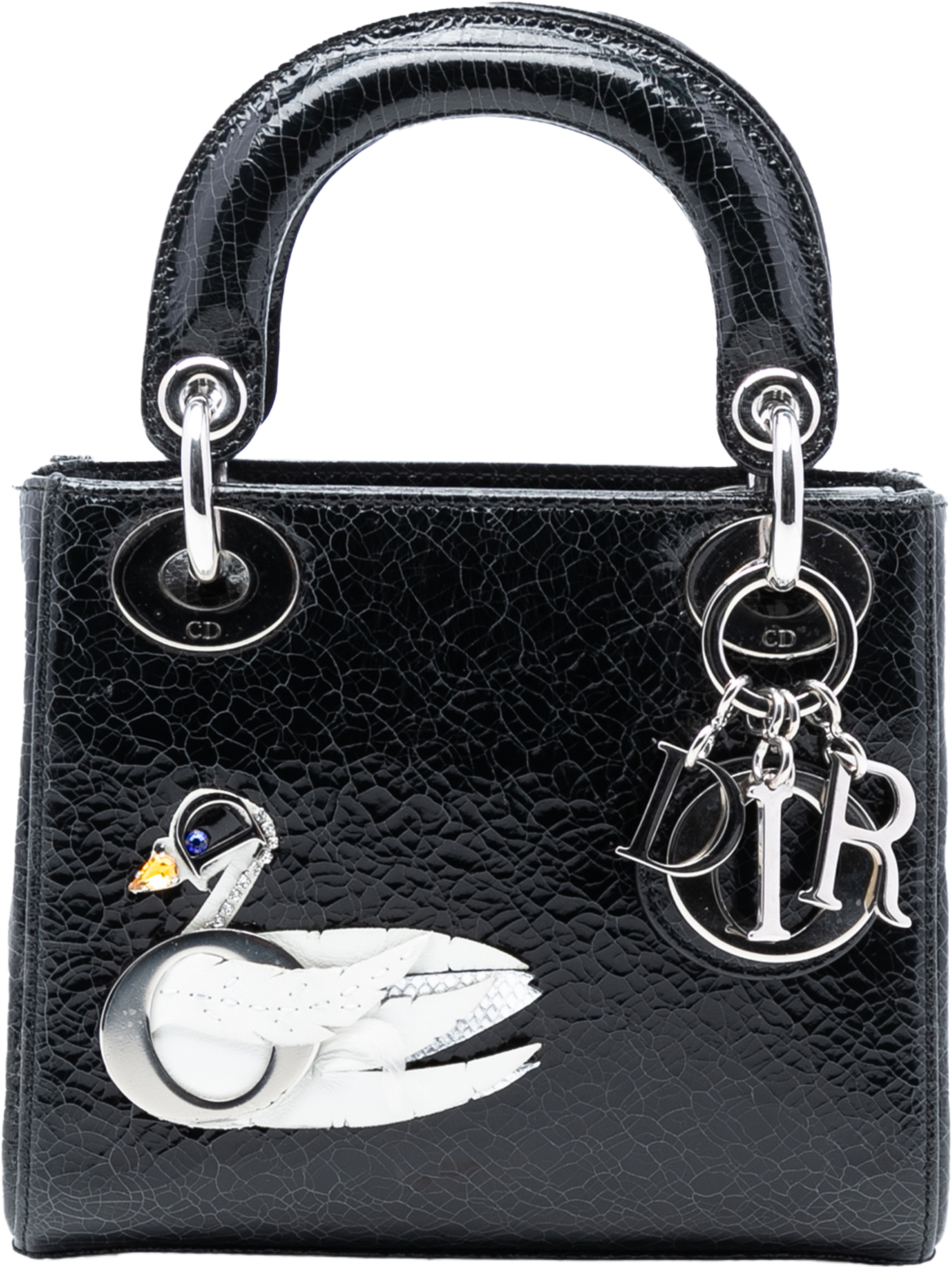 Dior Mini Deerskin Ceramic Effect Jeweled Swan Lady Dior, från Luxclusif, i färgen black. Klicka för att öppna bilden i stort format
