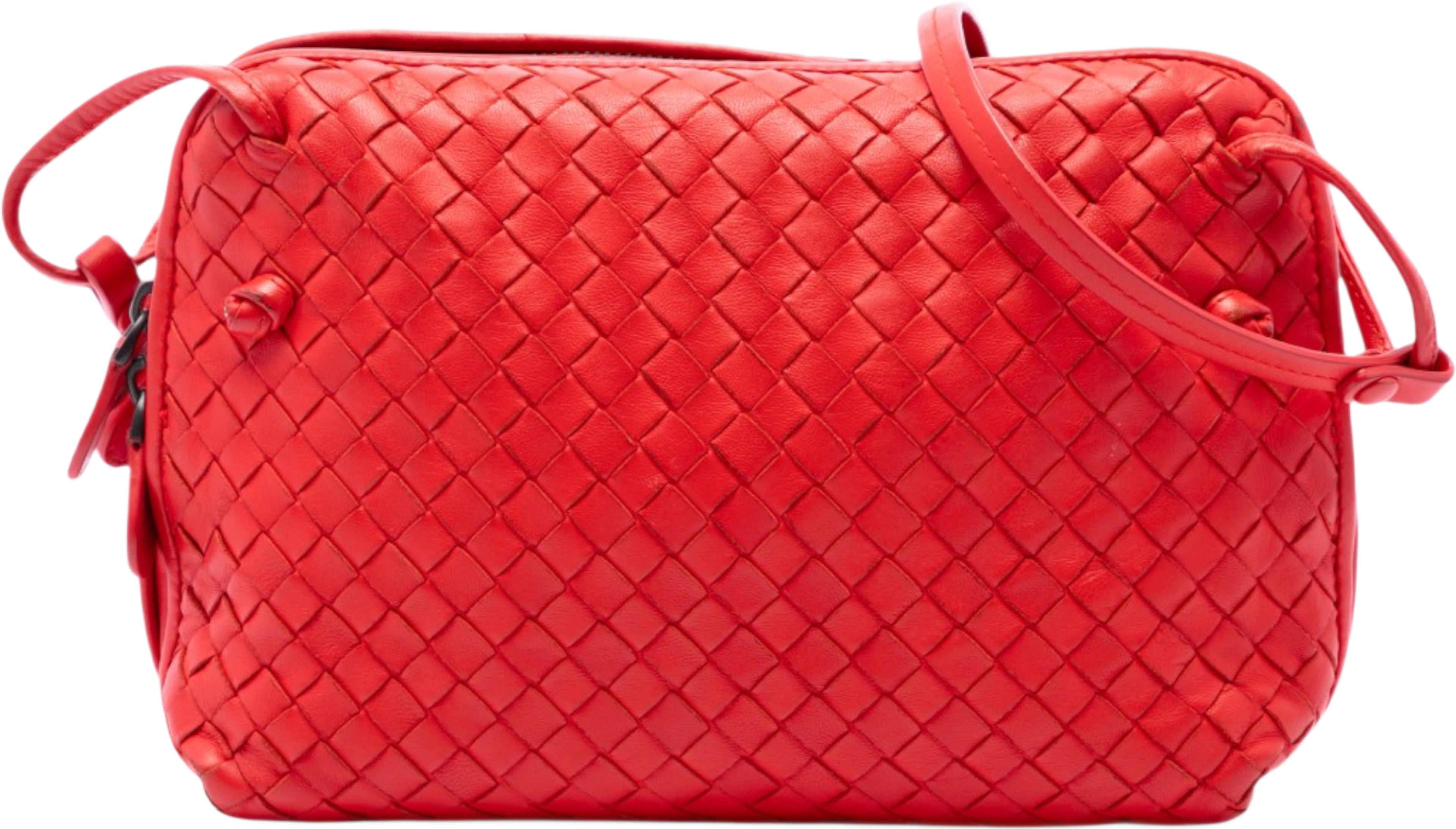Bottega Veneta Nappa Intrecciato Nodini Crossbody, från Luxclusif, i färgen röd. Klicka för att öppna bilden i stort format