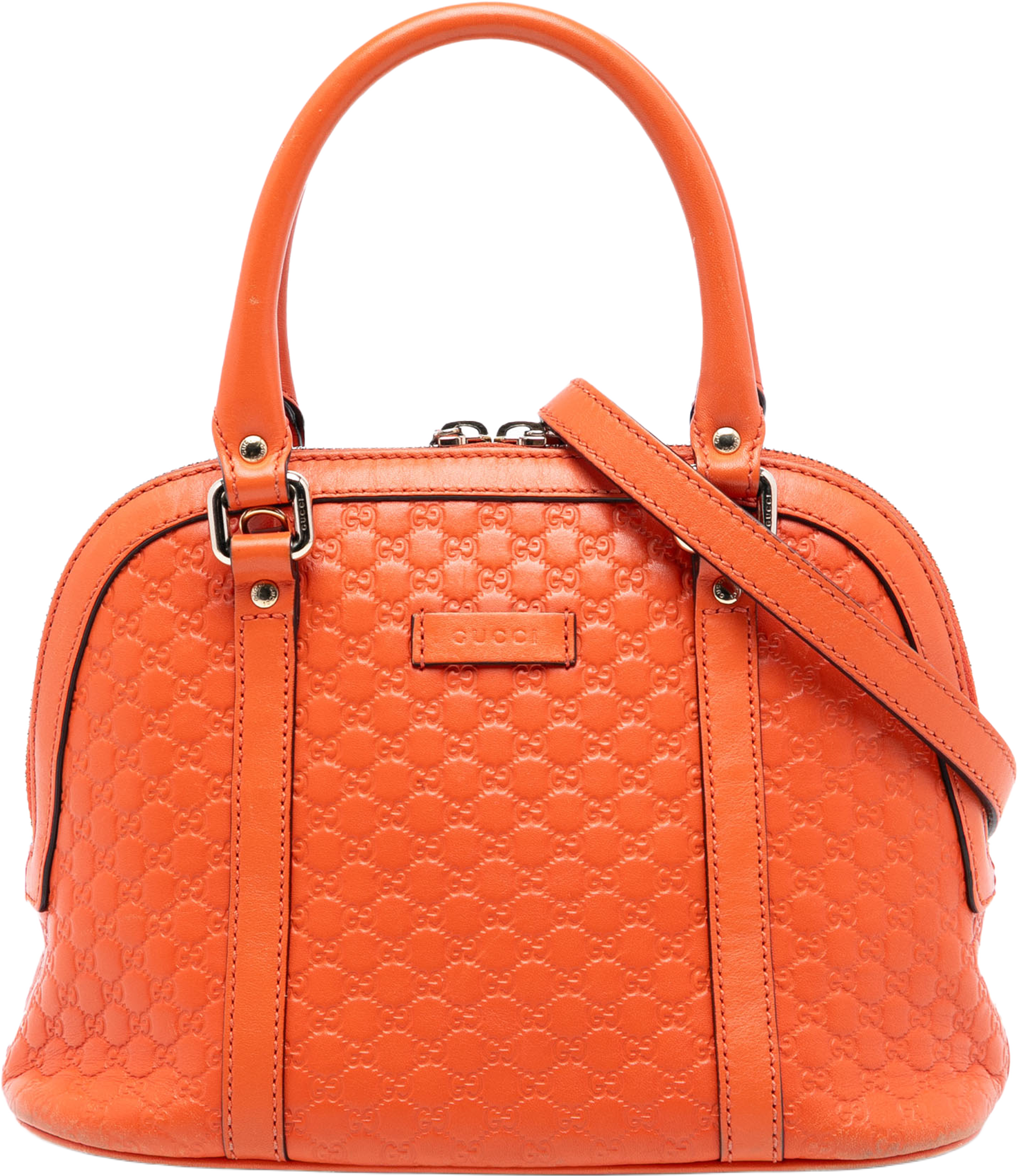 Gucci Mini Microguccissima Dome Satchel, från Luxclusif, i färgen dark orange. Klicka för att öppna bilden i stort format