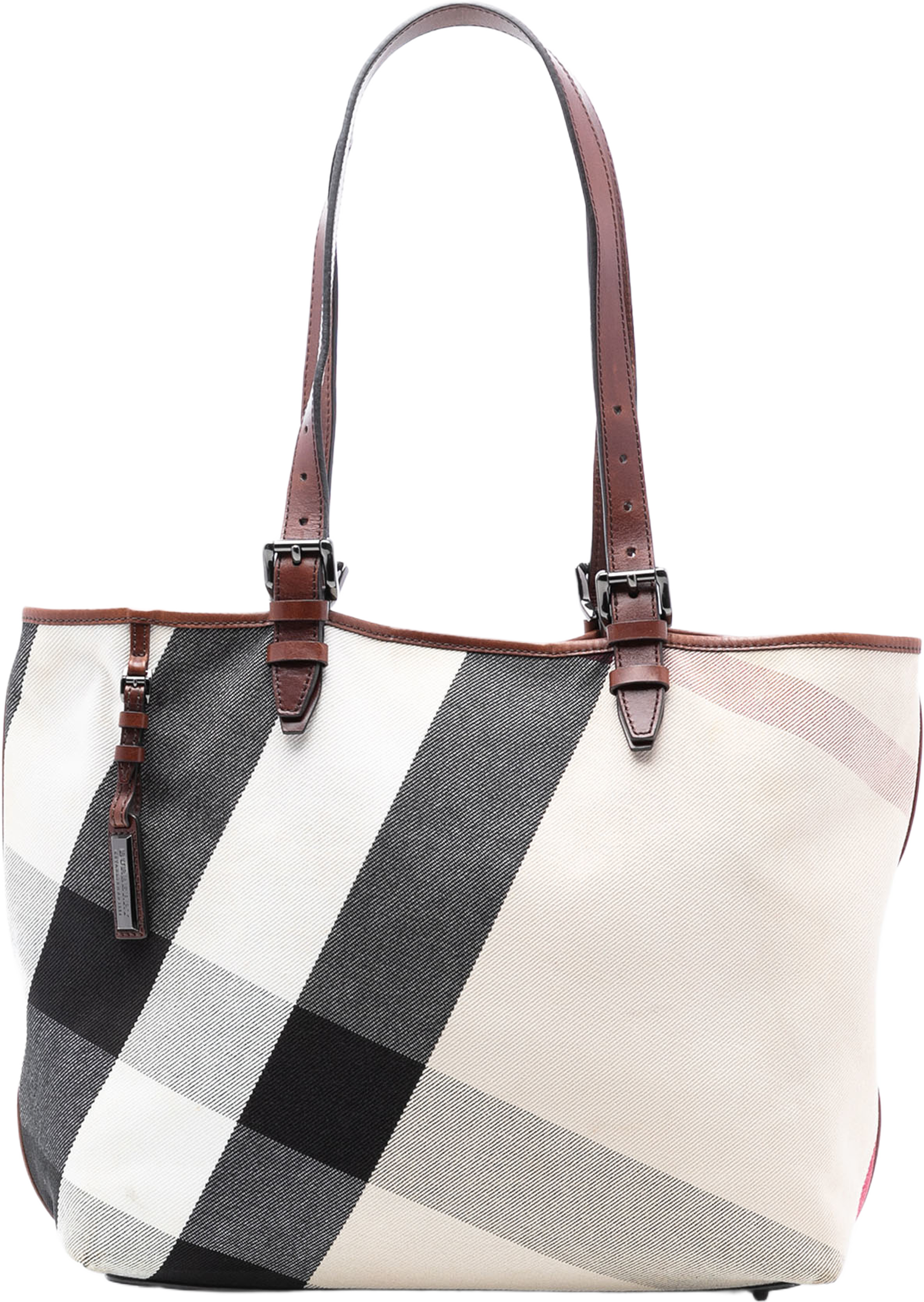 Burberry Mega Check Canvas Tote, från Luxclusif, i färgen beige. Klicka för att öppna bilden i stort format
