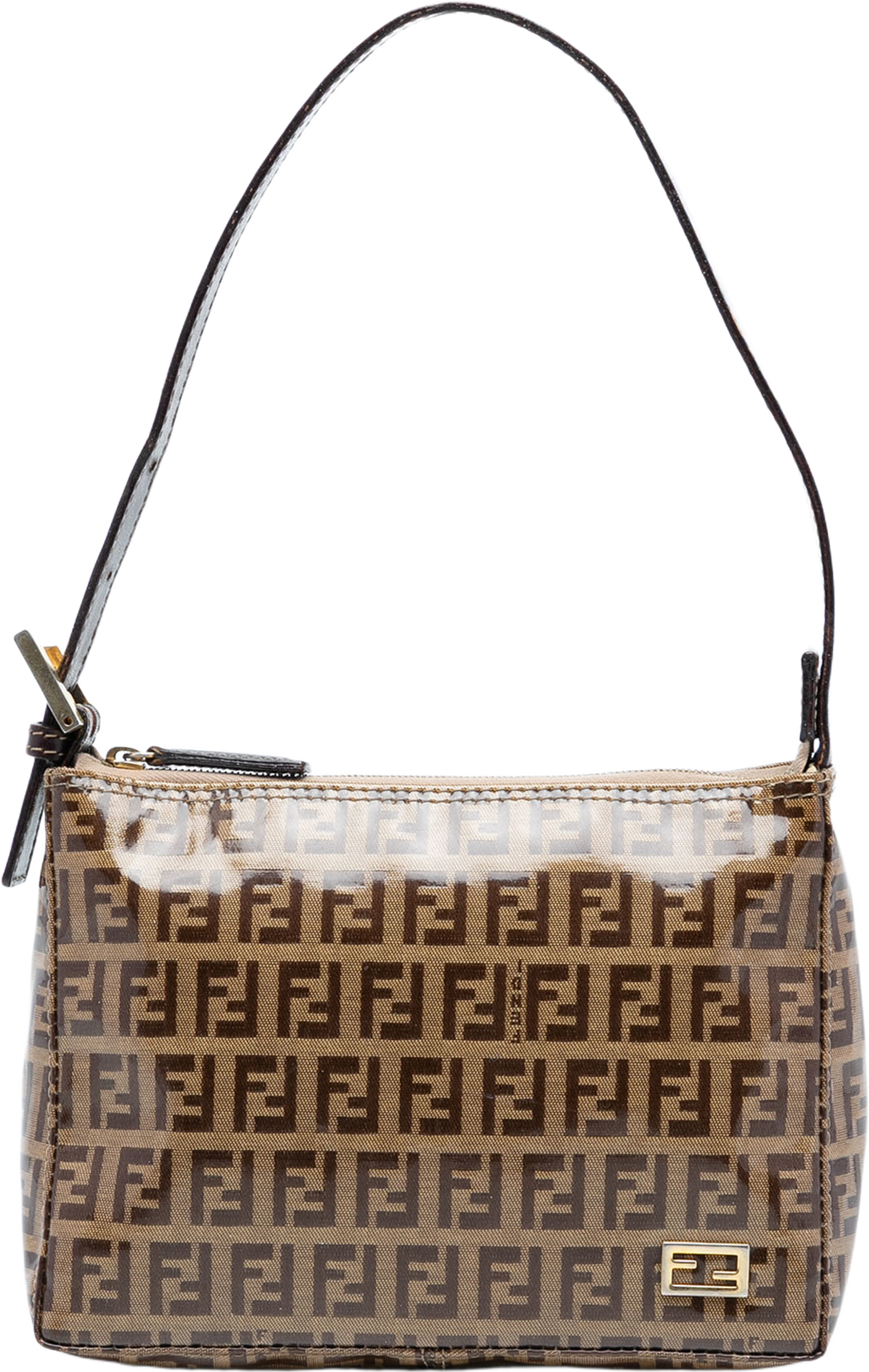 Fendi Zucchino Crystal Handbag, från Luxclusif, i färgen light brown. Klicka för att öppna bilden i stort format