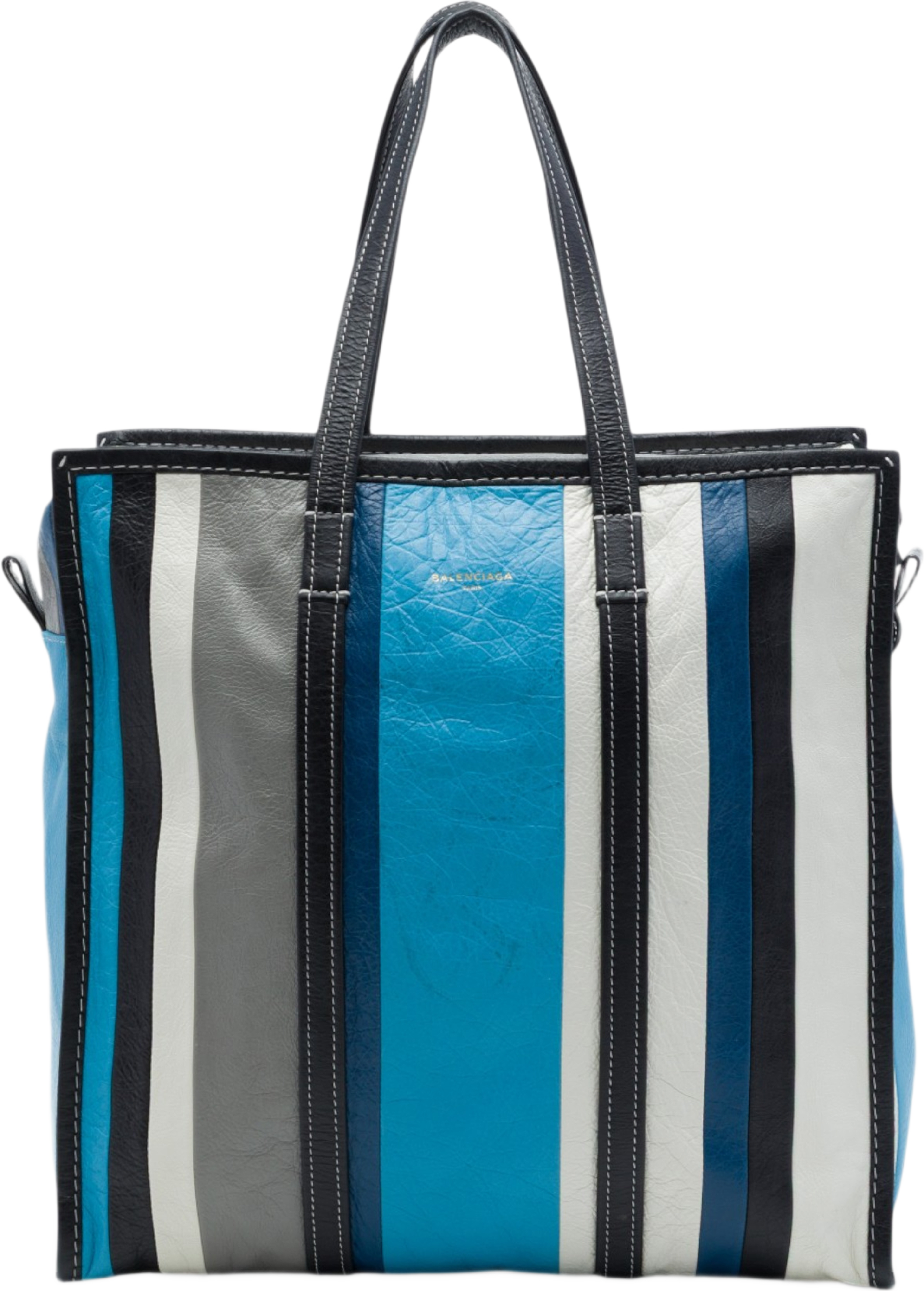 Balenciaga Lambskin Bazar Shopper Satchel M, från Luxclusif, i färgen blå. Klicka för att öppna bilden i stort format