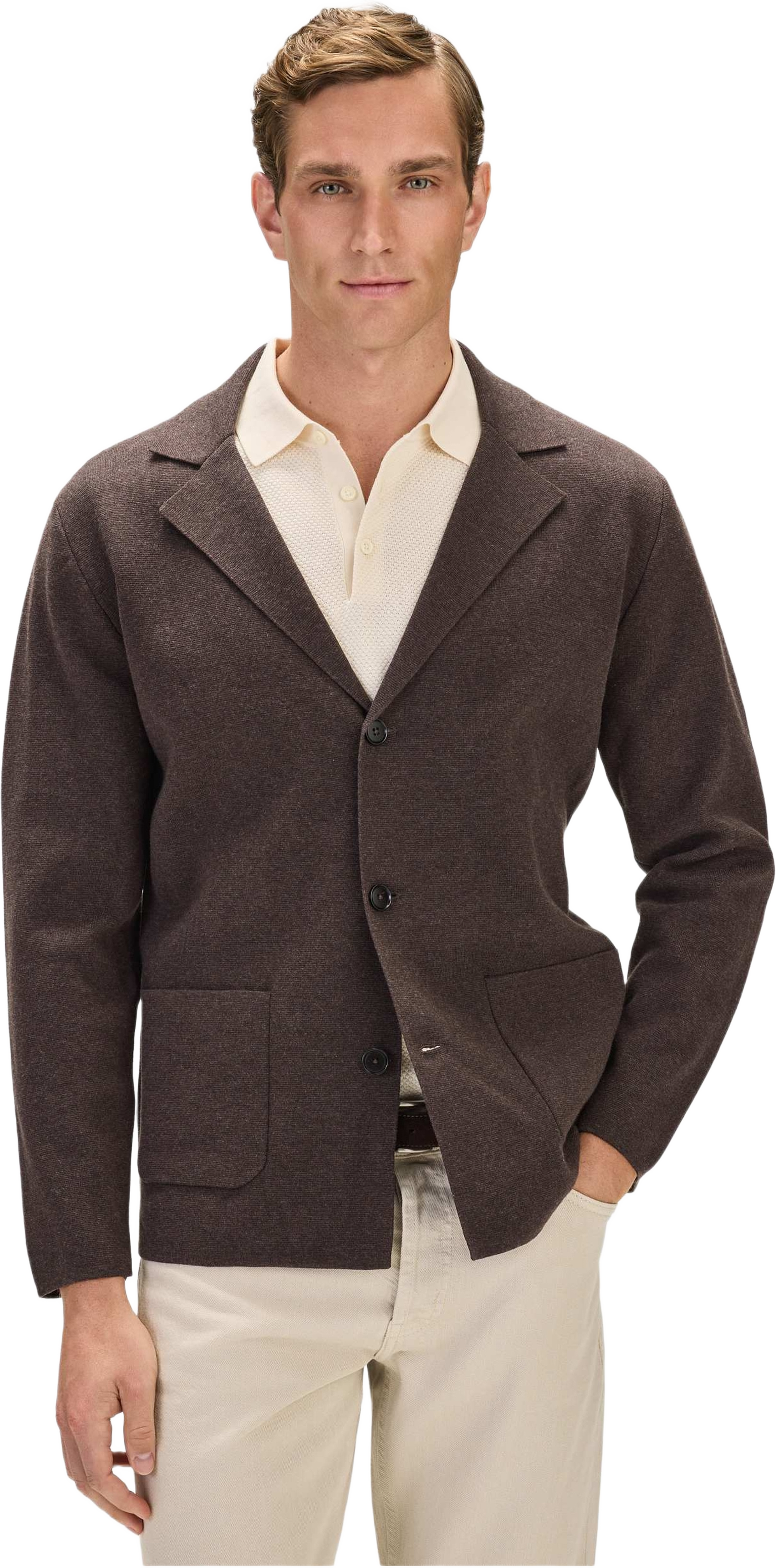 Cotton Knitted Jacket (rion), från John Henric, i färgen dark brown. Klicka för att öppna bilden i stort format