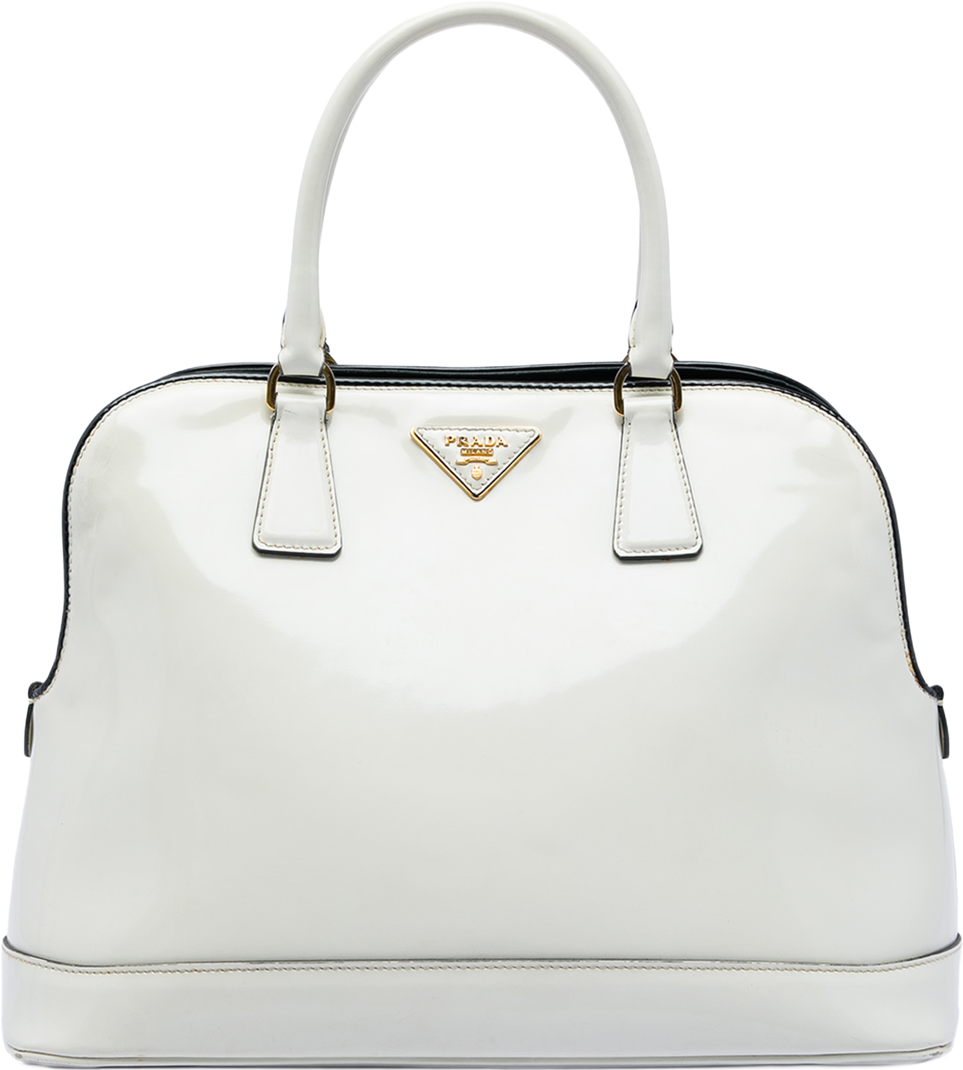 Prada Medium Spazzolato Leather Open Promenade Satchel, från Luxclusif, i färgen white. Klicka för att öppna bilden i stort format