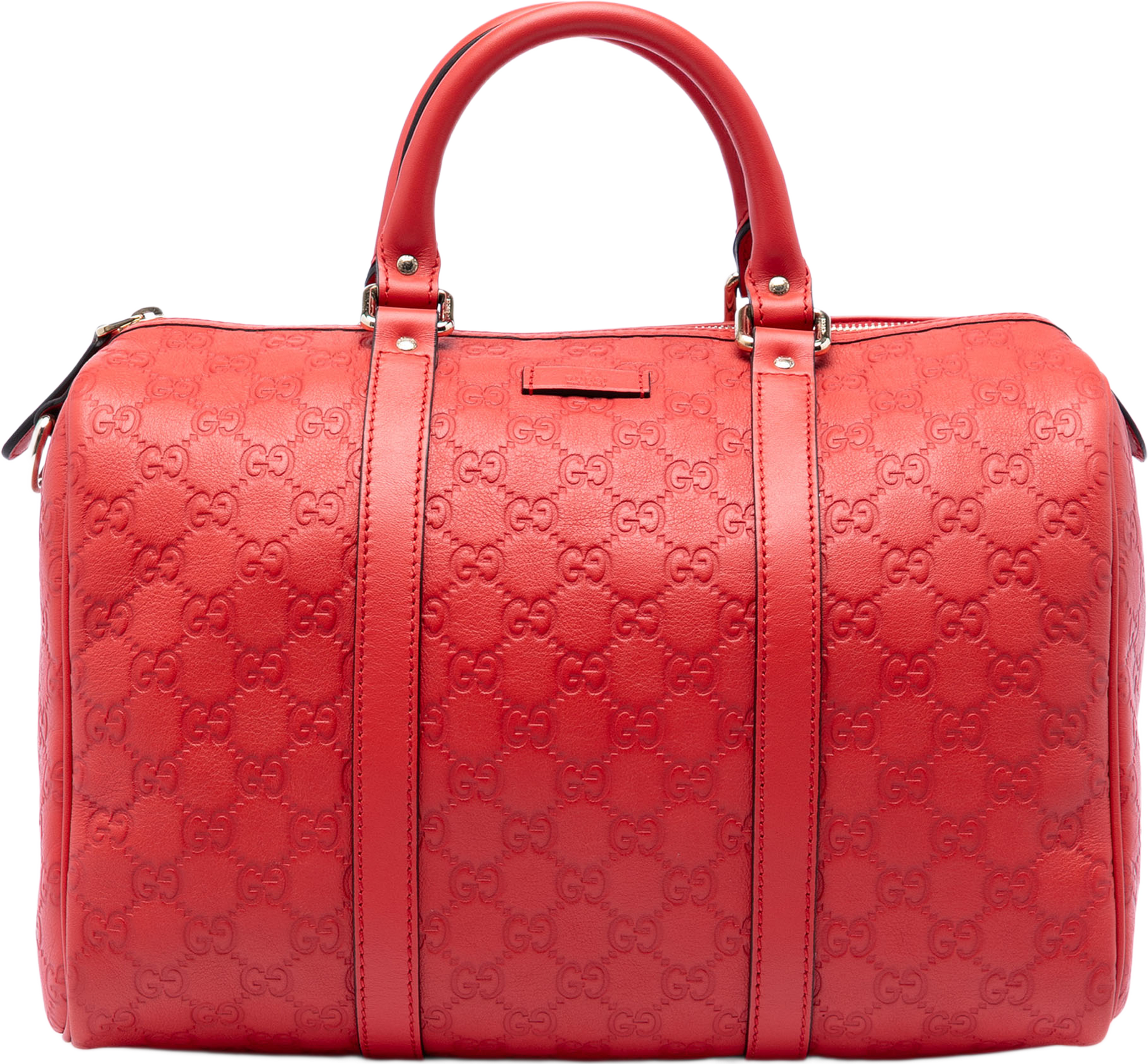 Gucci Medium Guccissima Joy Boston Bag, från Luxclusif, i färgen red. Klicka för att öppna bilden i stort format