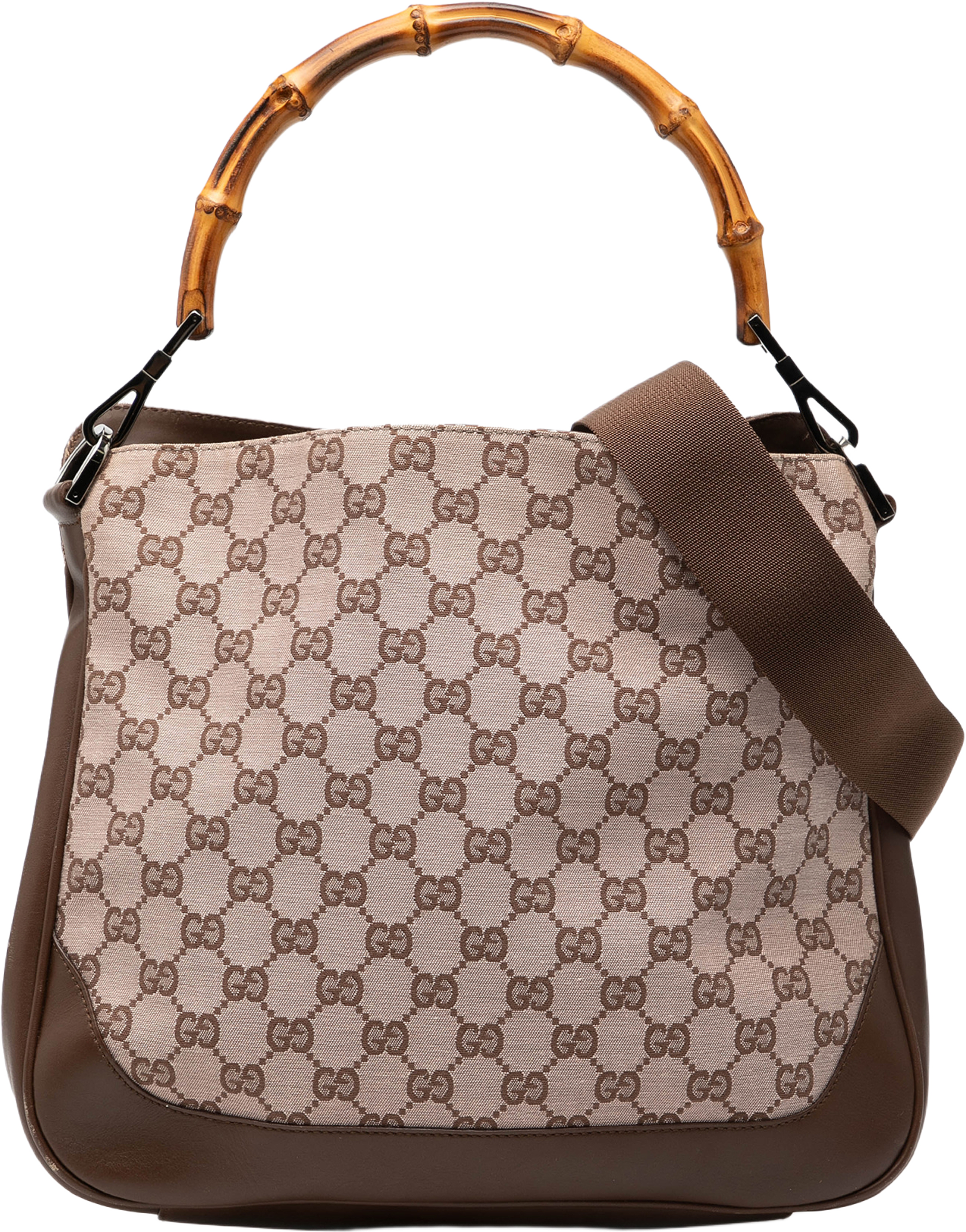 Gucci Gg Canvas Bamboo Satchel, från Luxclusif, i färgen beige. Klicka för att öppna bilden i stort format