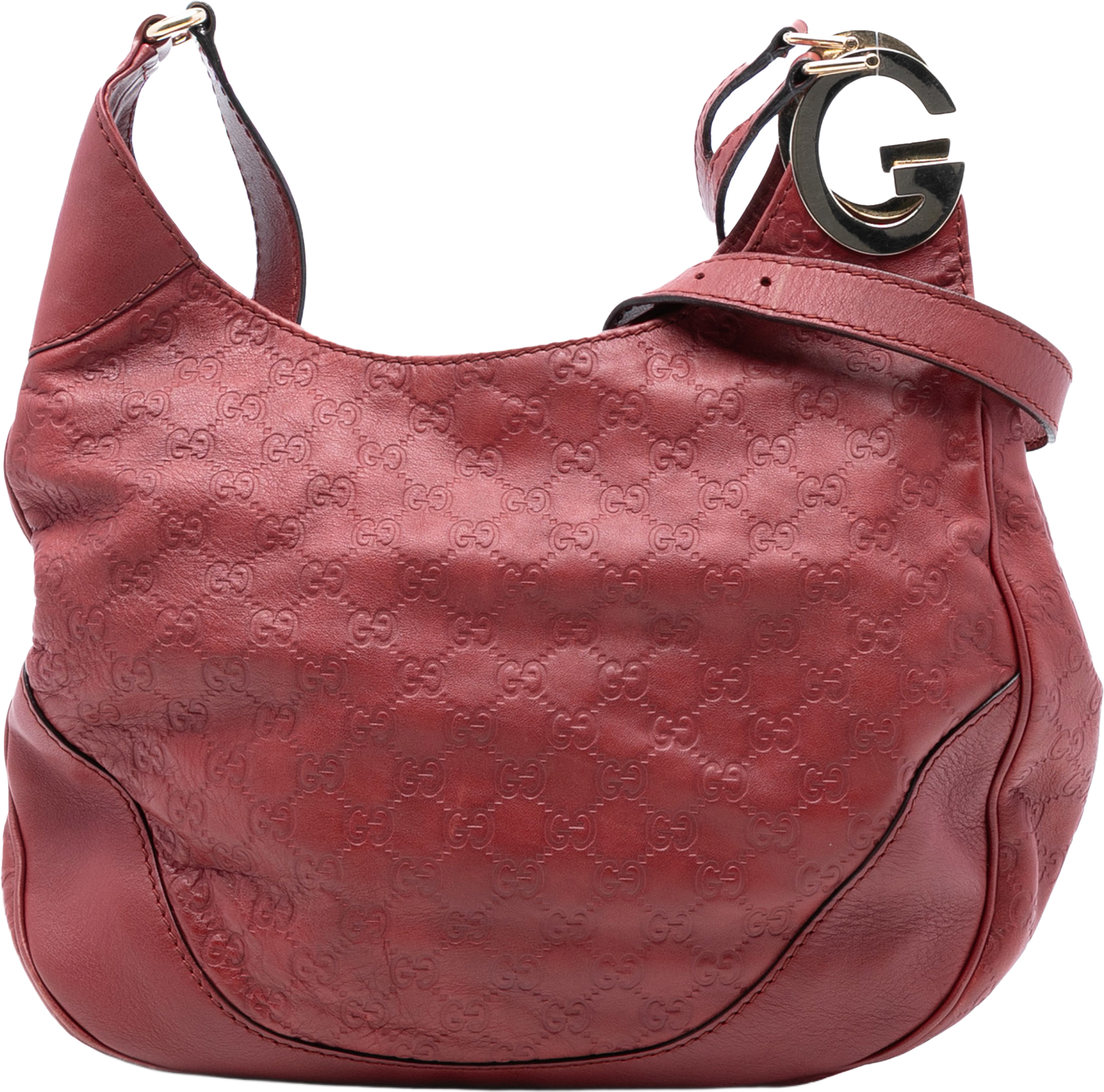 Gucci Guccissima Charlotte Crossbody, från Luxclusif, i färgen red. Klicka för att öppna bilden i stort format