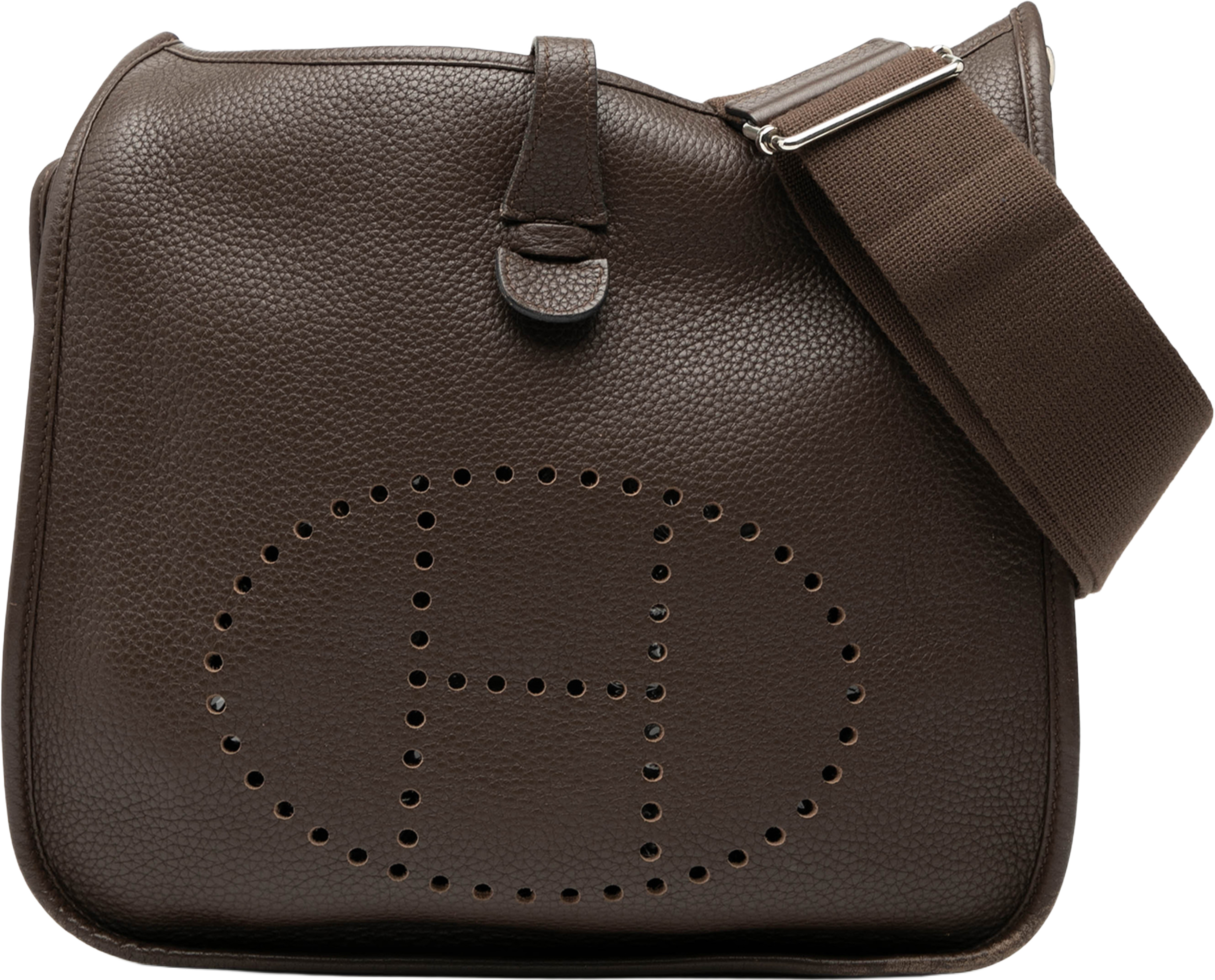 Hermès Clemence Evelyne Iii Pm, från Luxclusif, i färgen dark brown. Klicka för att öppna bilden i stort format