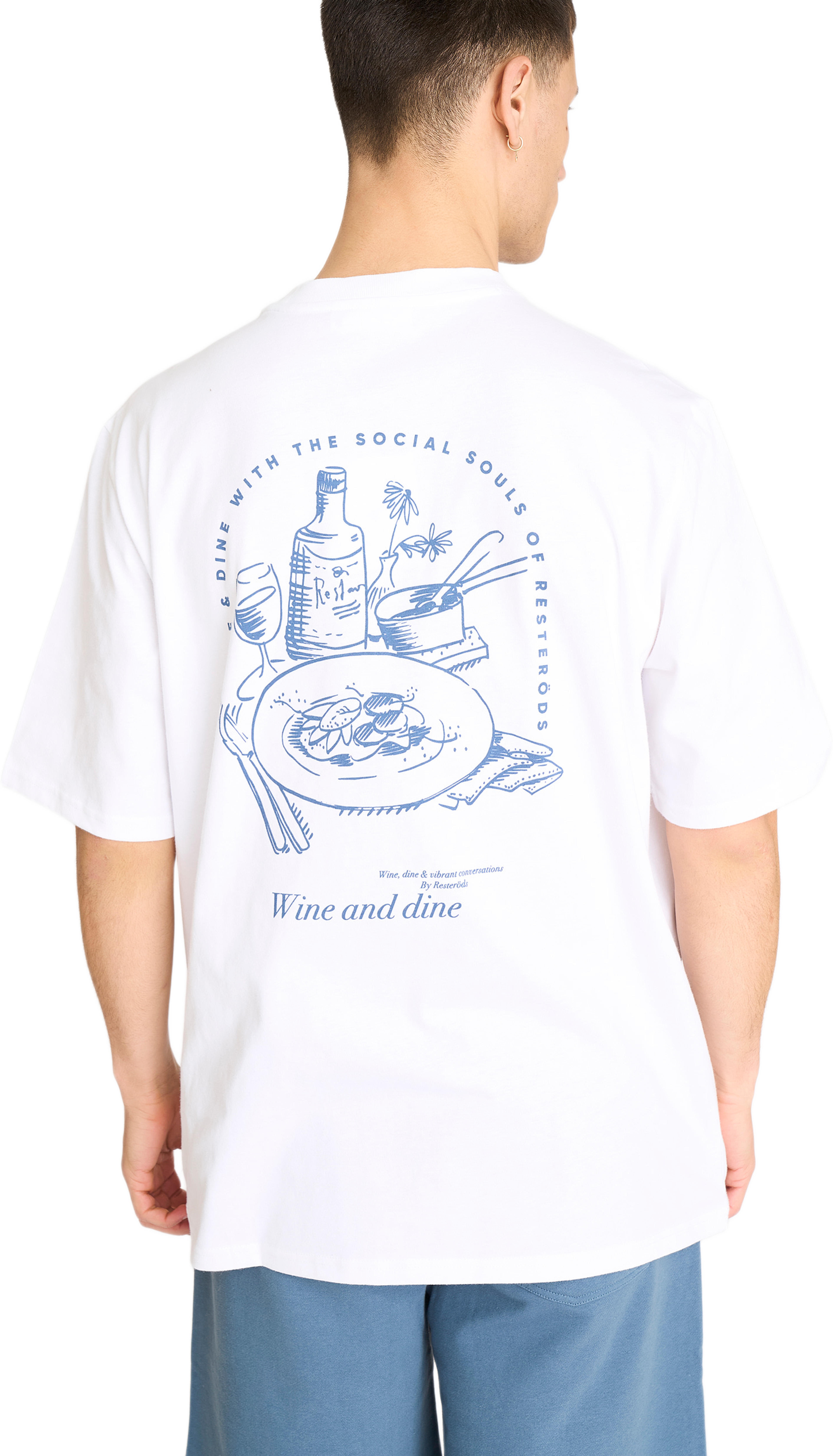 T-shirt Med Print Tas Bomull, från Resteröds, i färgen white/blue. Klicka för att öppna bilden i stort format