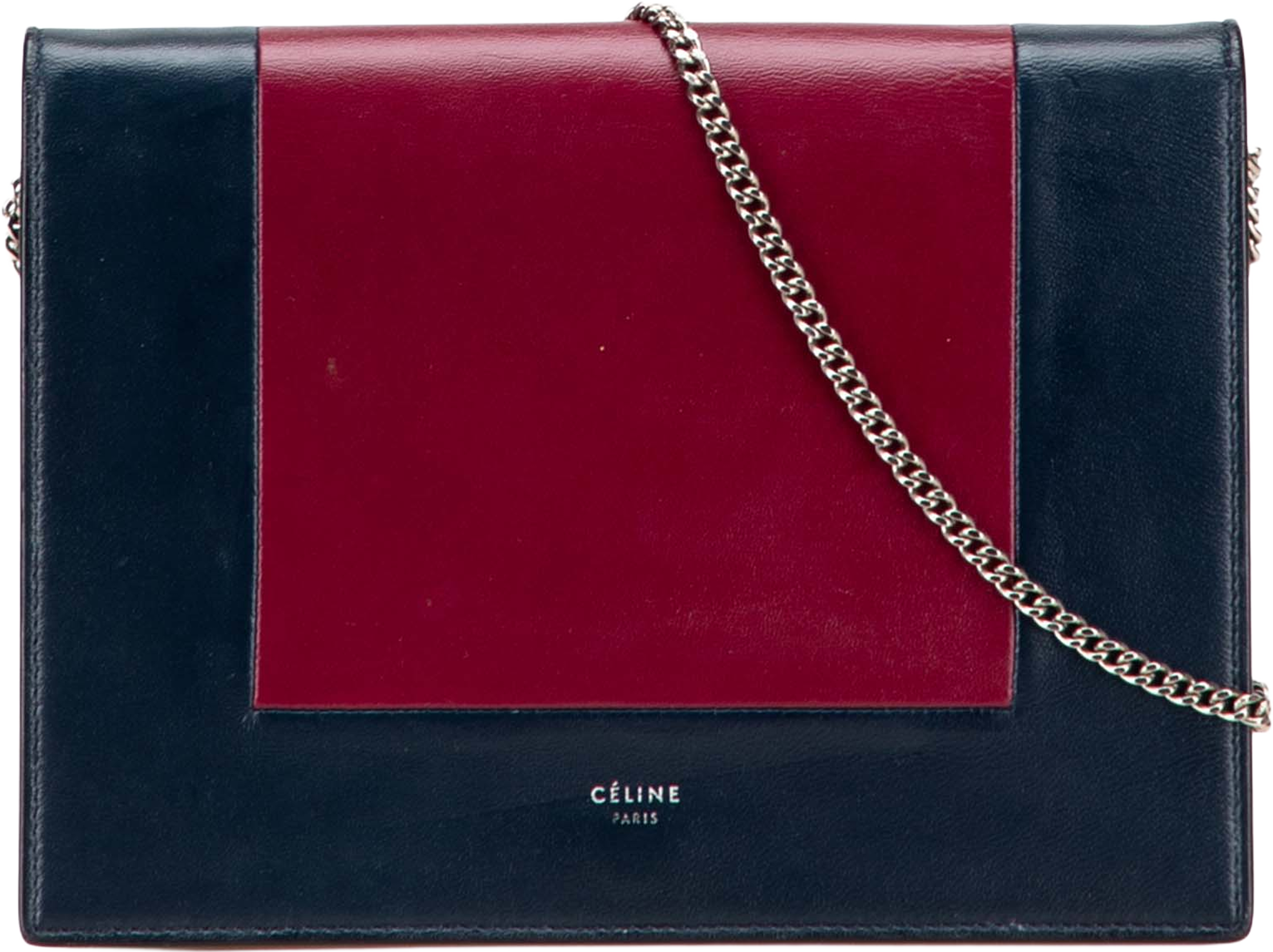Celine Leather Frame Wallet On Chain, från Luxclusif, i färgen dark red. Klicka för att öppna bilden i stort format