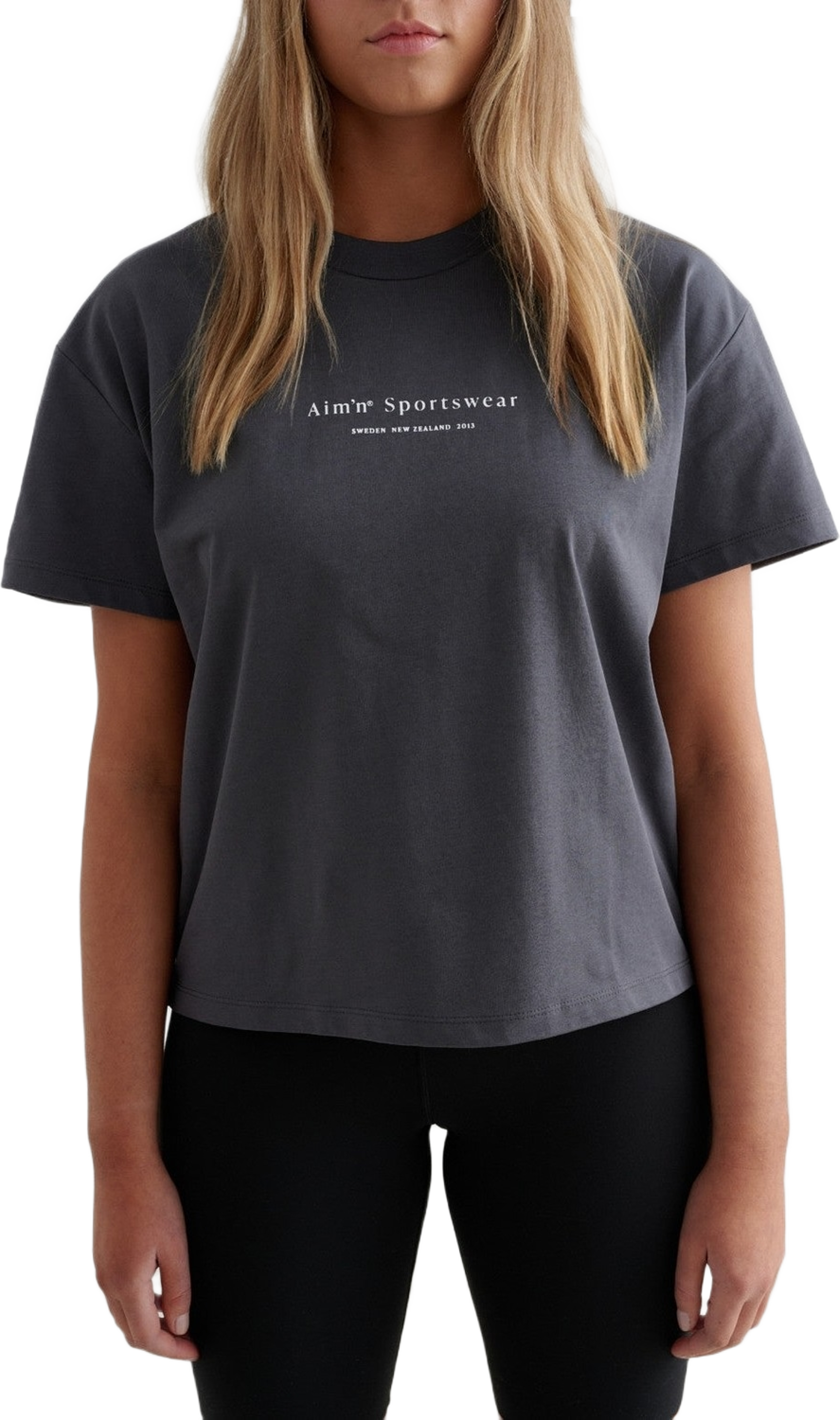 Shadow Grey Serif Boxy T-shirt