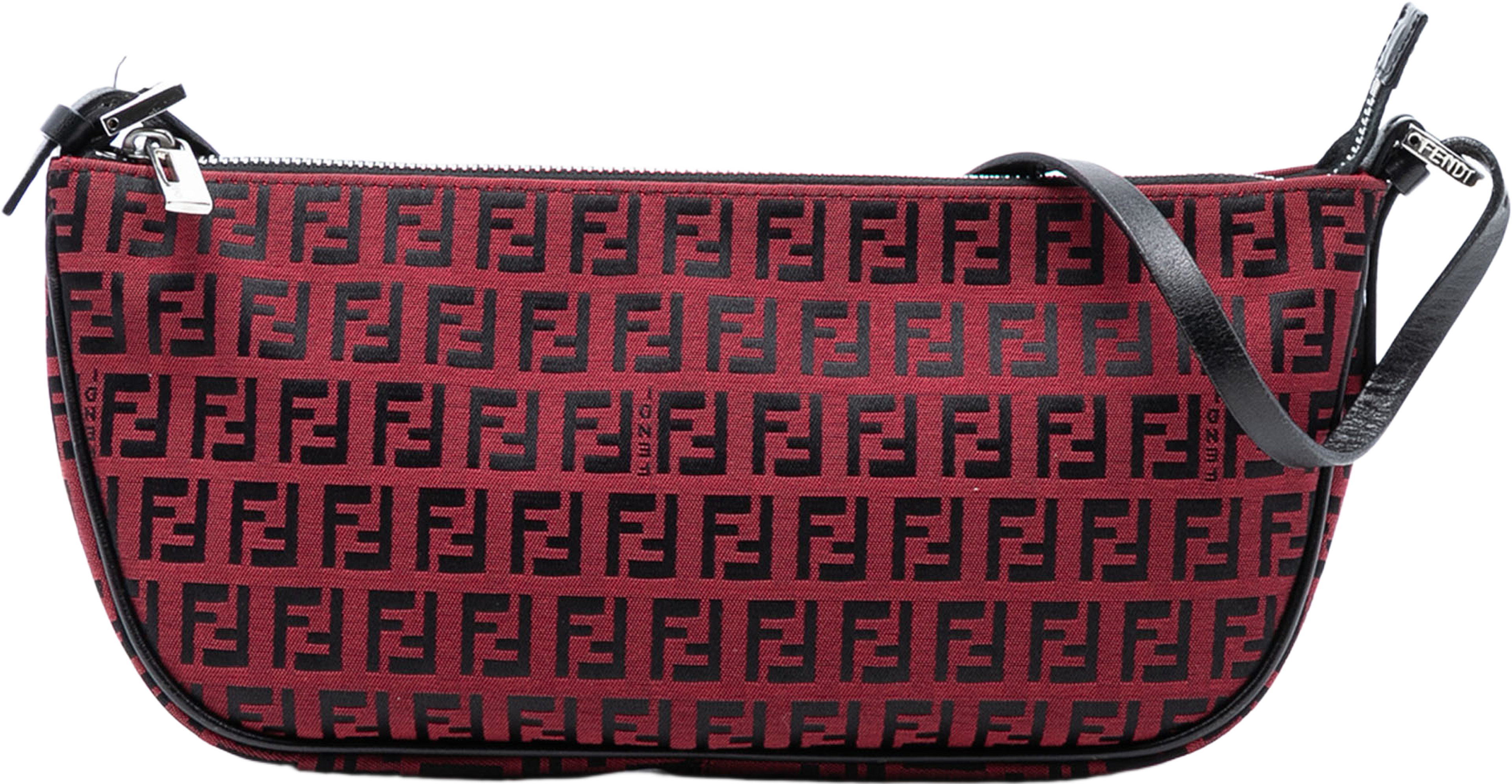 Fendi Zucchino Canvas Pochette, från Luxclusif, i färgen dark red. Klicka för att öppna bilden i stort format
