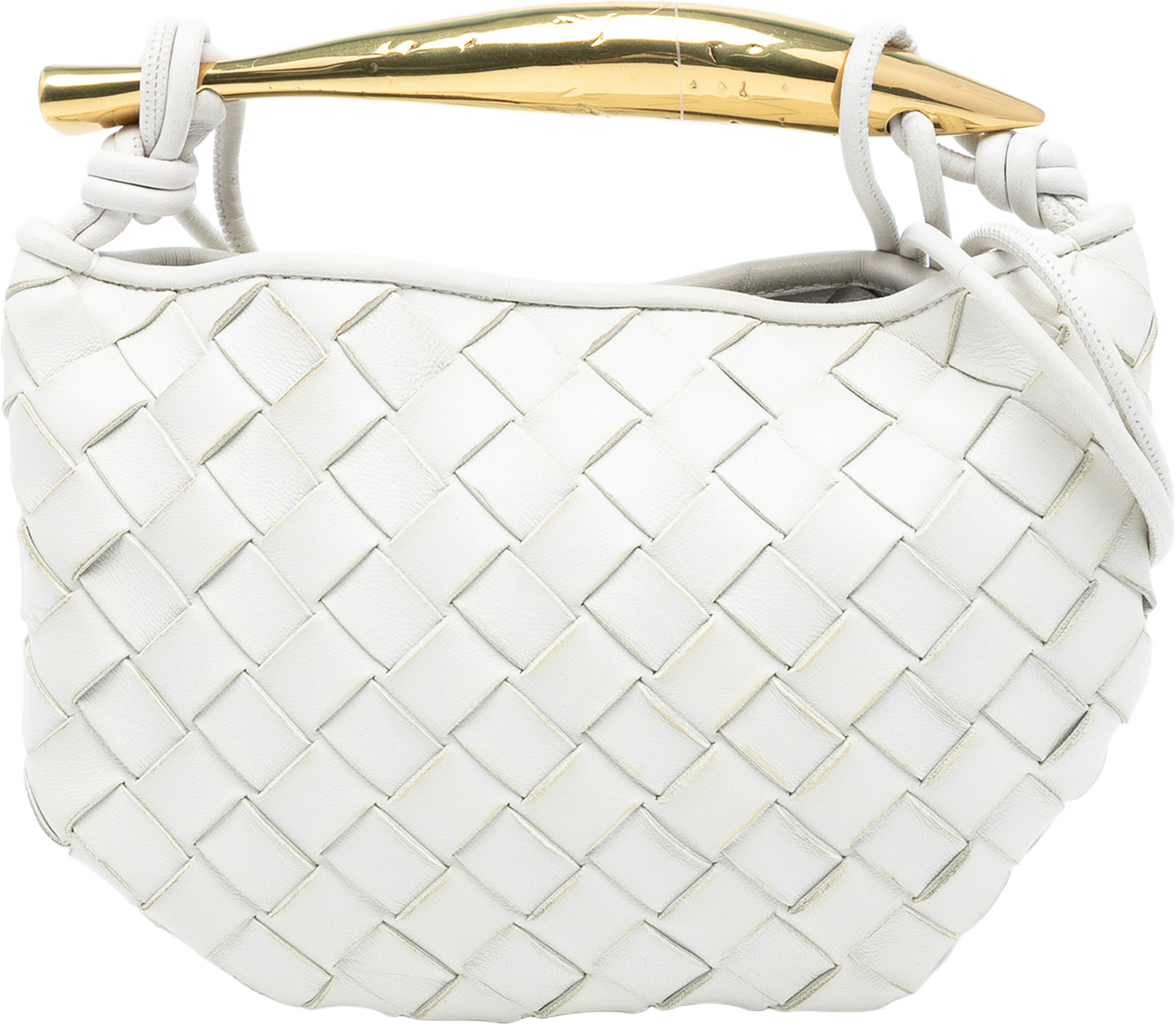 Bottega Veneta Baby Lambskin Intrecciato Sardine, från Luxclusif, i färgen white. Klicka för att öppna bilden i stort format