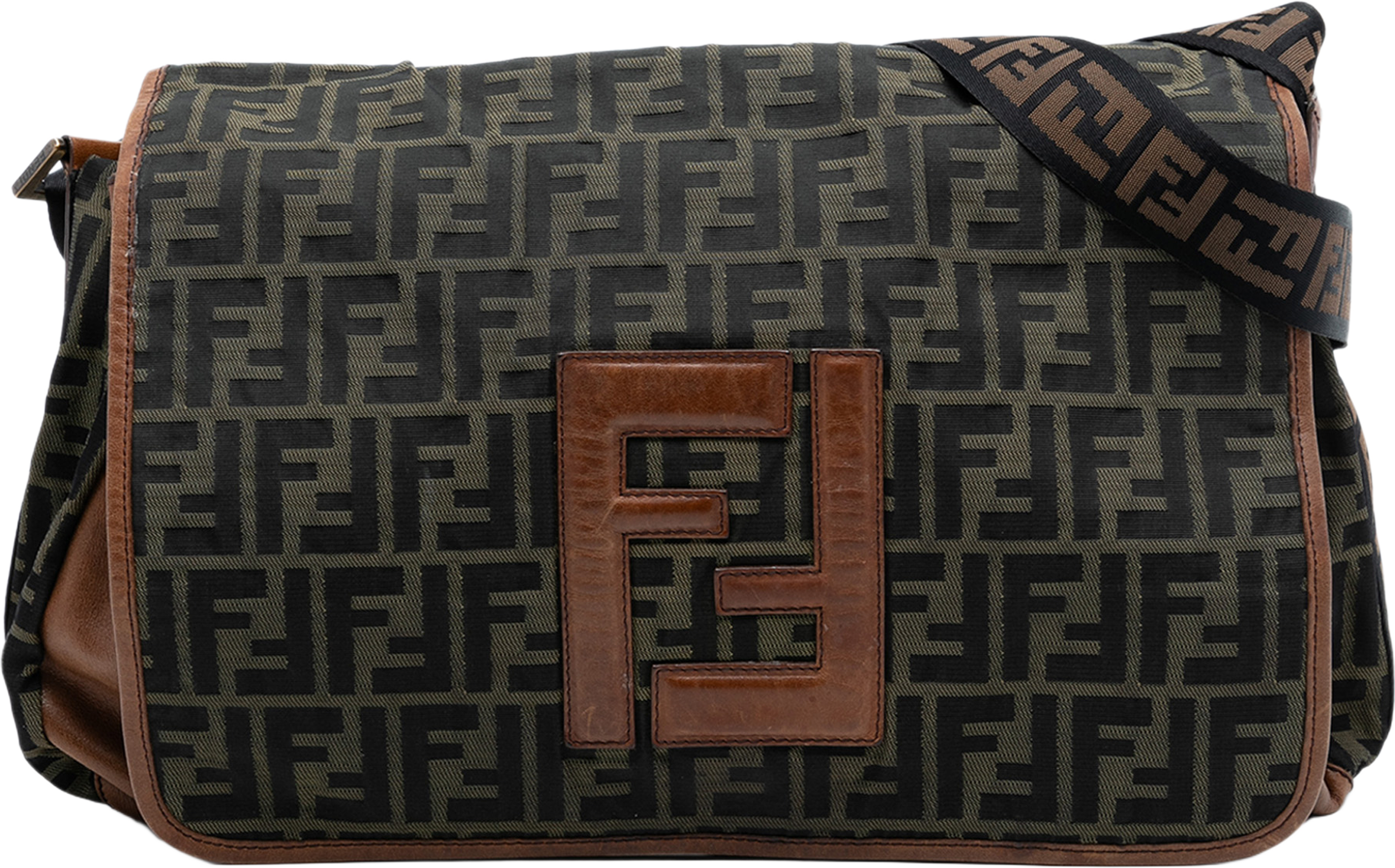 Fendi Zucca Canvas Ff Messenger Bag, från Luxclusif, i färgen brown. Klicka för att öppna bilden i stort format