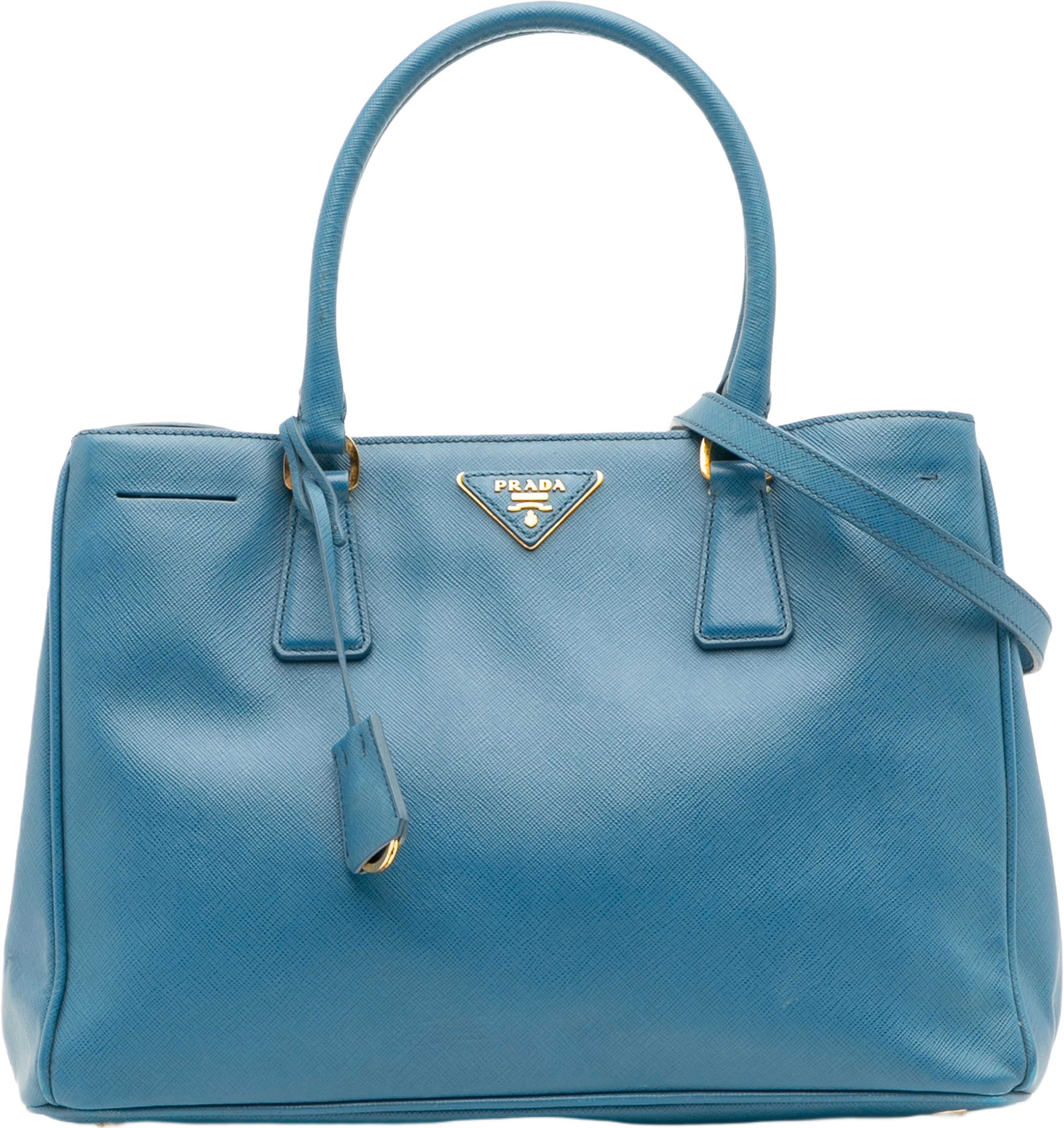 Prada Medium Saffiano Lux Galleria Satchel, från Luxclusif, i färgen blue. Klicka för att öppna bilden i stort format
