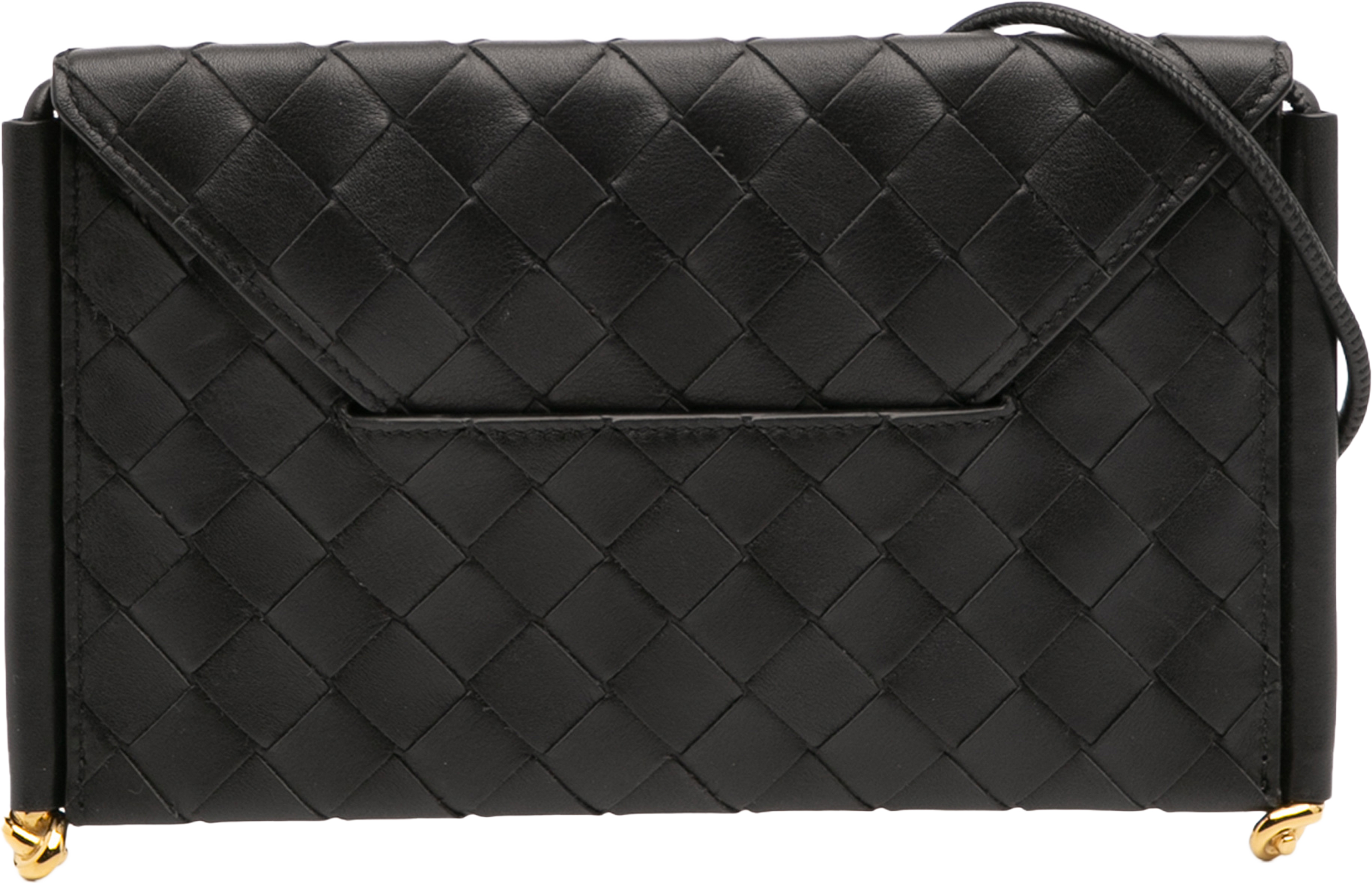Bottega Veneta Calfskin Intrecciato Solstice Phone Pouch, från Luxclusif, i färgen black. Klicka för att öppna bilden i stort format