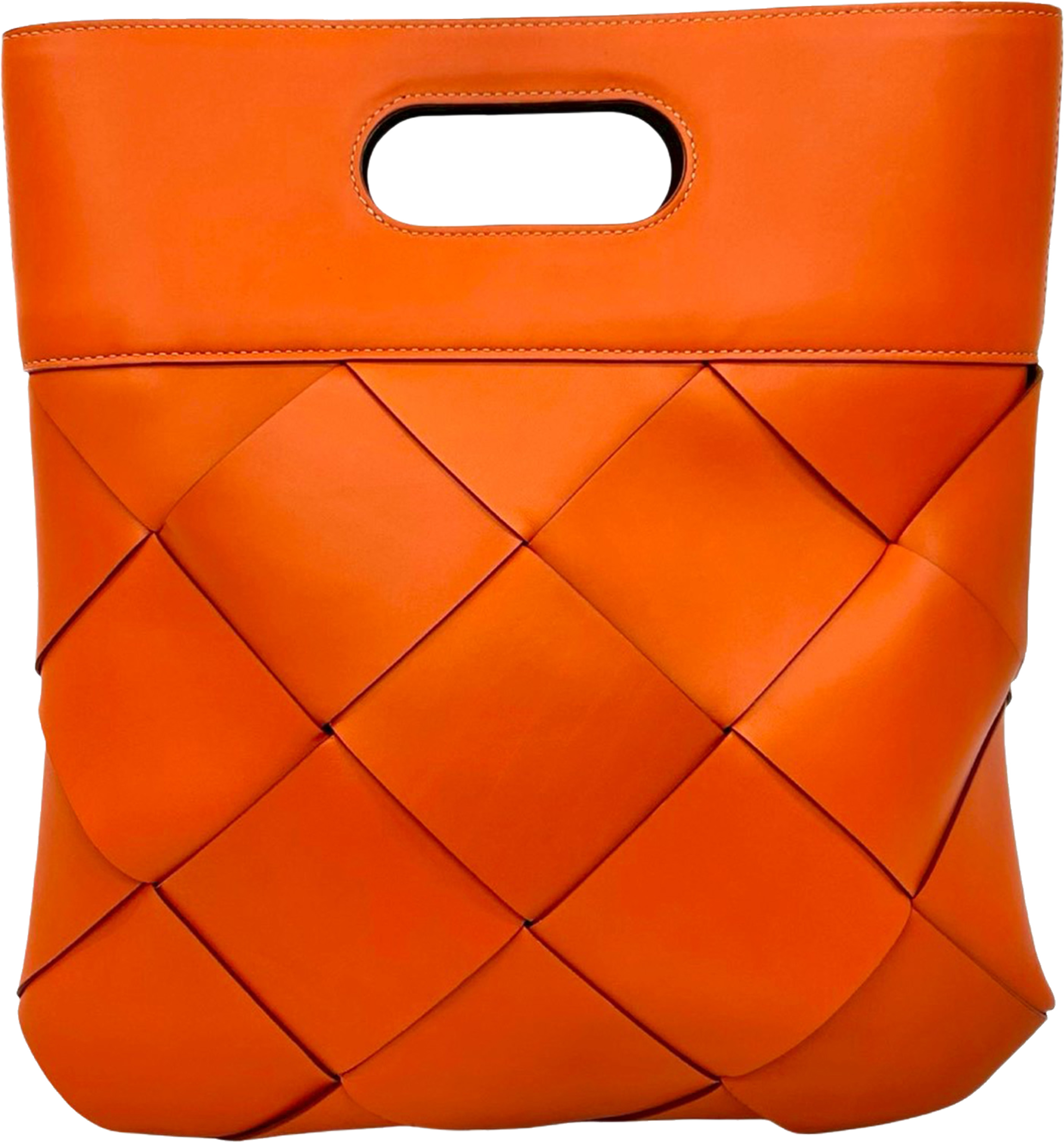 Bottega Veneta Small French Calfskin Slip Tote, från Luxclusif, i färgen orange. Klicka för att öppna bilden i stort format