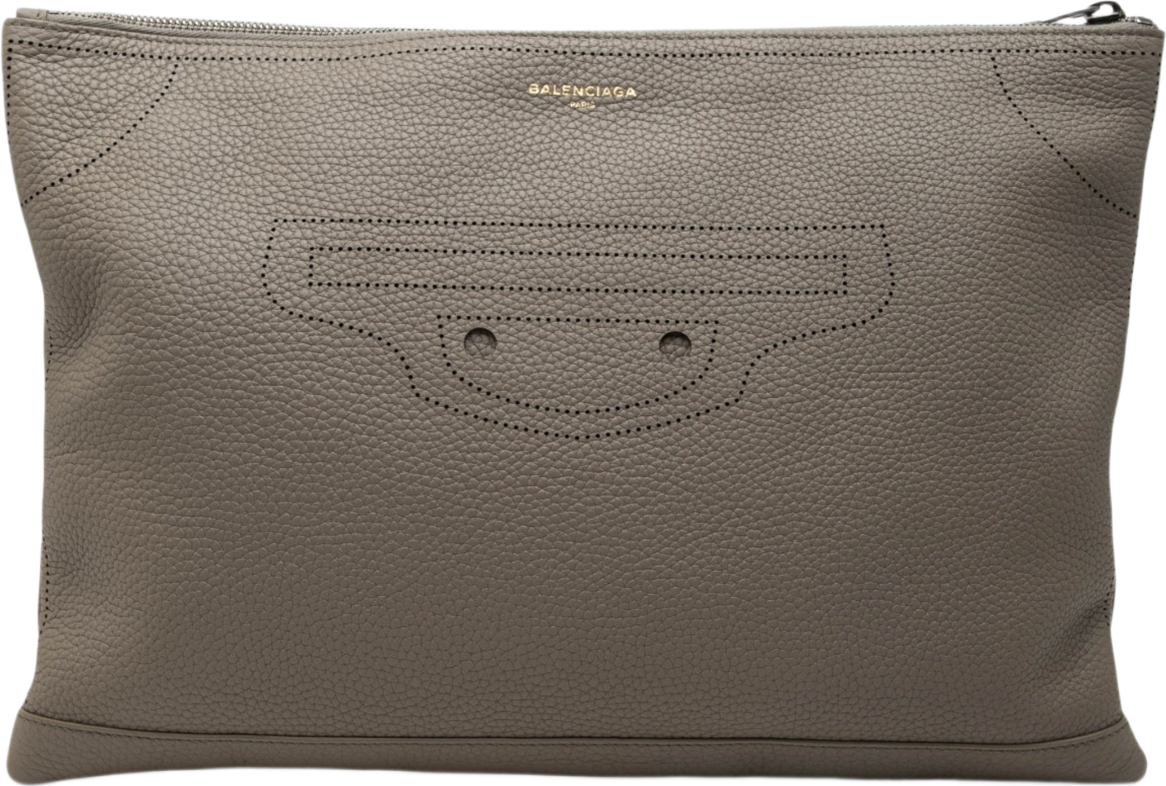 Balenciaga Calfskin Motocross Blackout Clutch, från Luxclusif, i färgen brun. Klicka för att öppna bilden i stort format