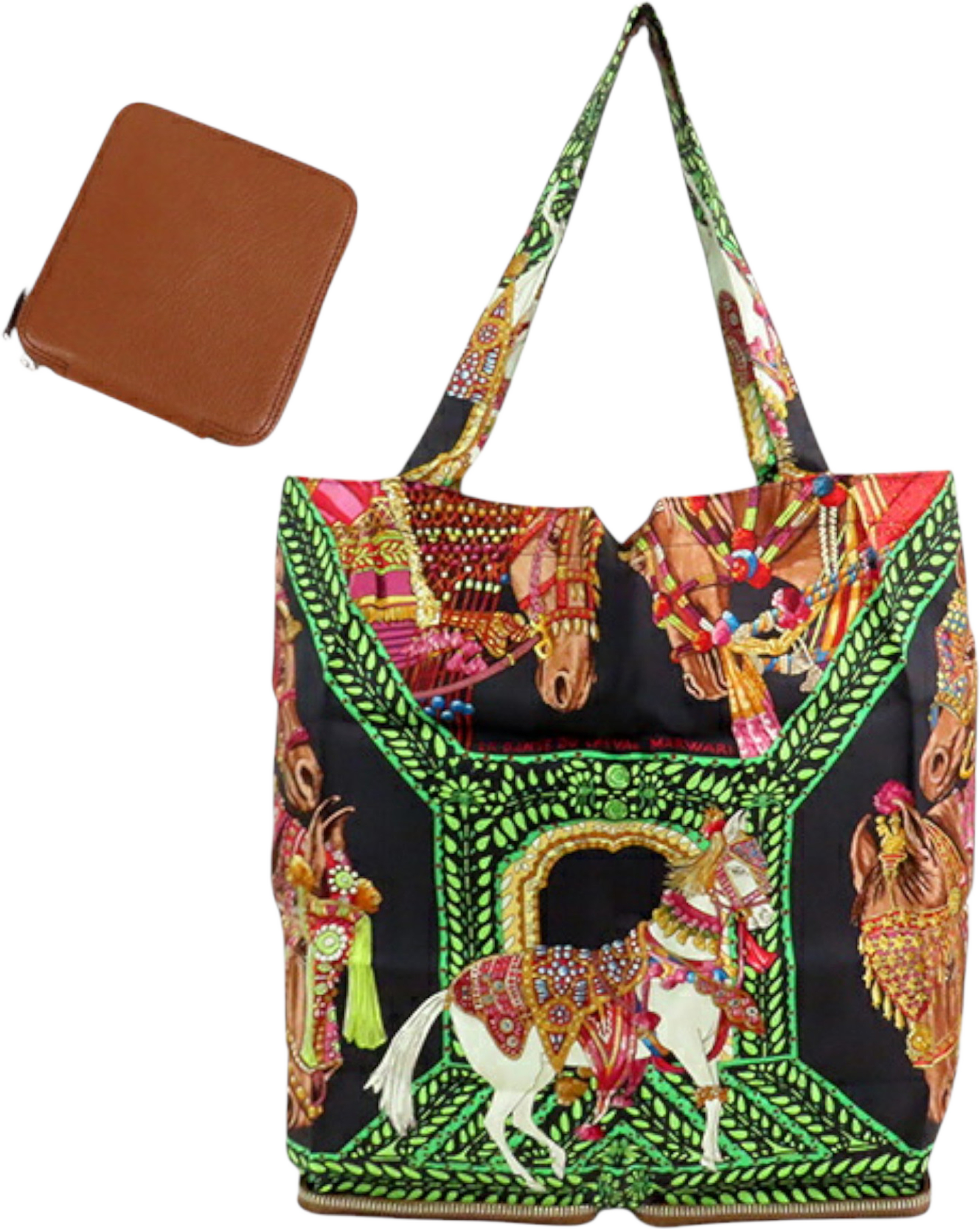 Hermès La Danse Du Cheval Marwari Silky Pop Tote, från Luxclusif, i färgen black. Klicka för att öppna bilden i stort format