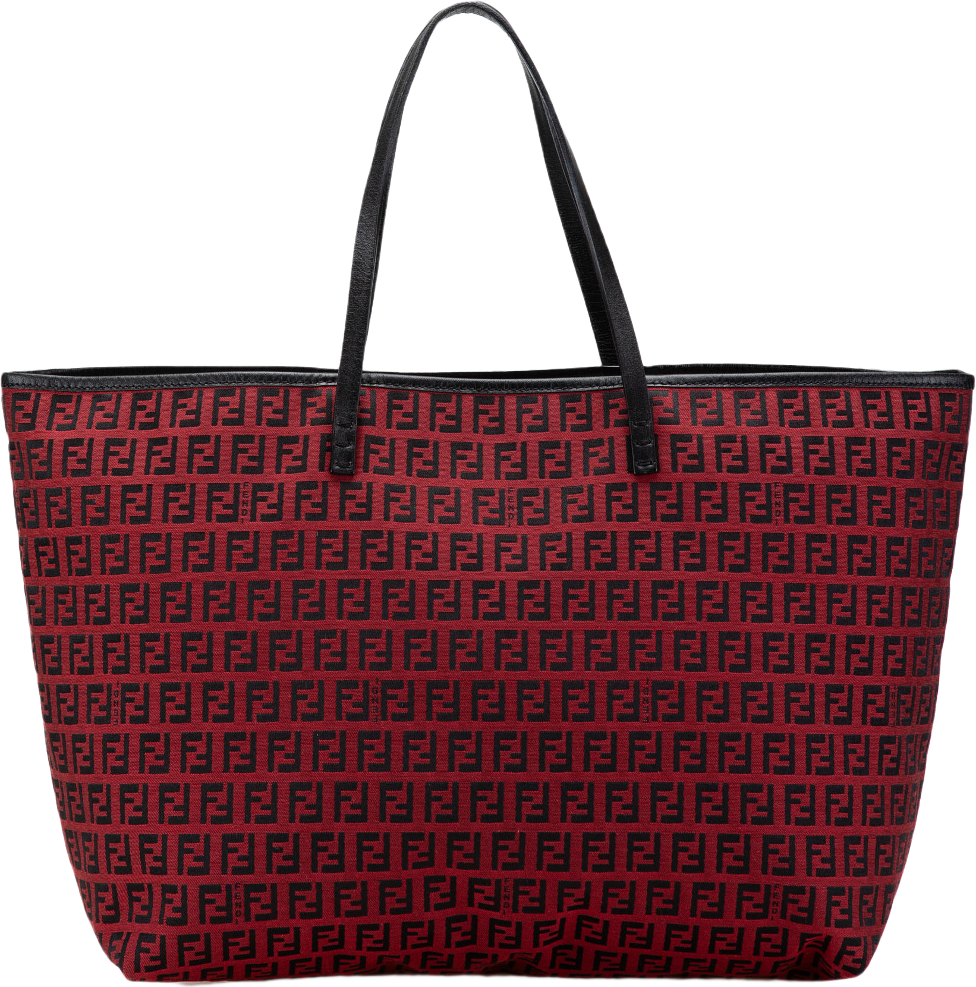 Fendi Medium Zucchino Canvas Roll Tote, från Luxclusif, i färgen dark red. Klicka för att öppna bilden i stort format