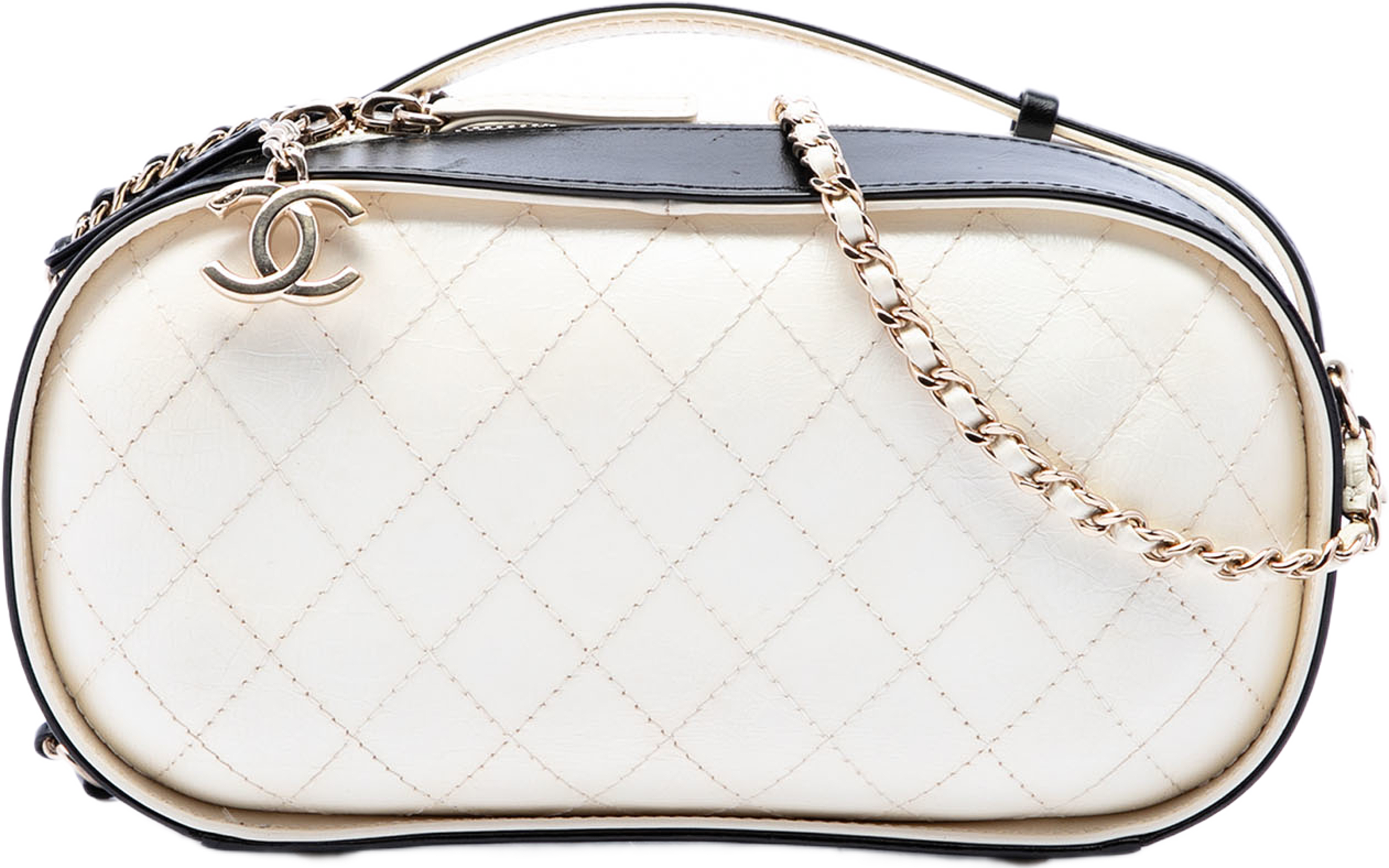 Chanel Cc Quilted Crumpled Calfskin Vanity Case, från Luxclusif, i färgen vit. Klicka för att öppna bilden i stort format