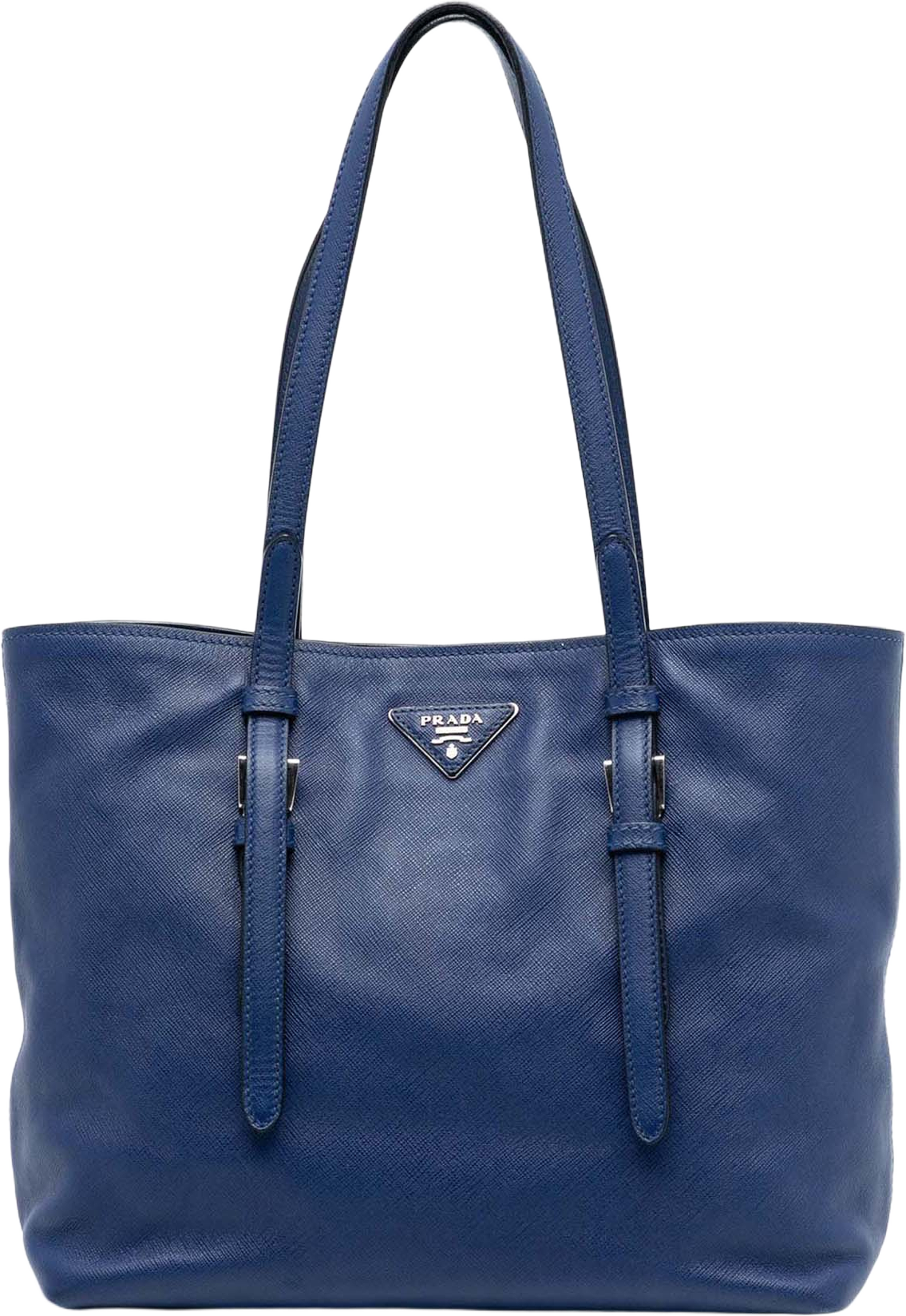 Prada Saffiano Soft Shopping Tote, från Luxclusif, i färgen blue. Klicka för att öppna bilden i stort format