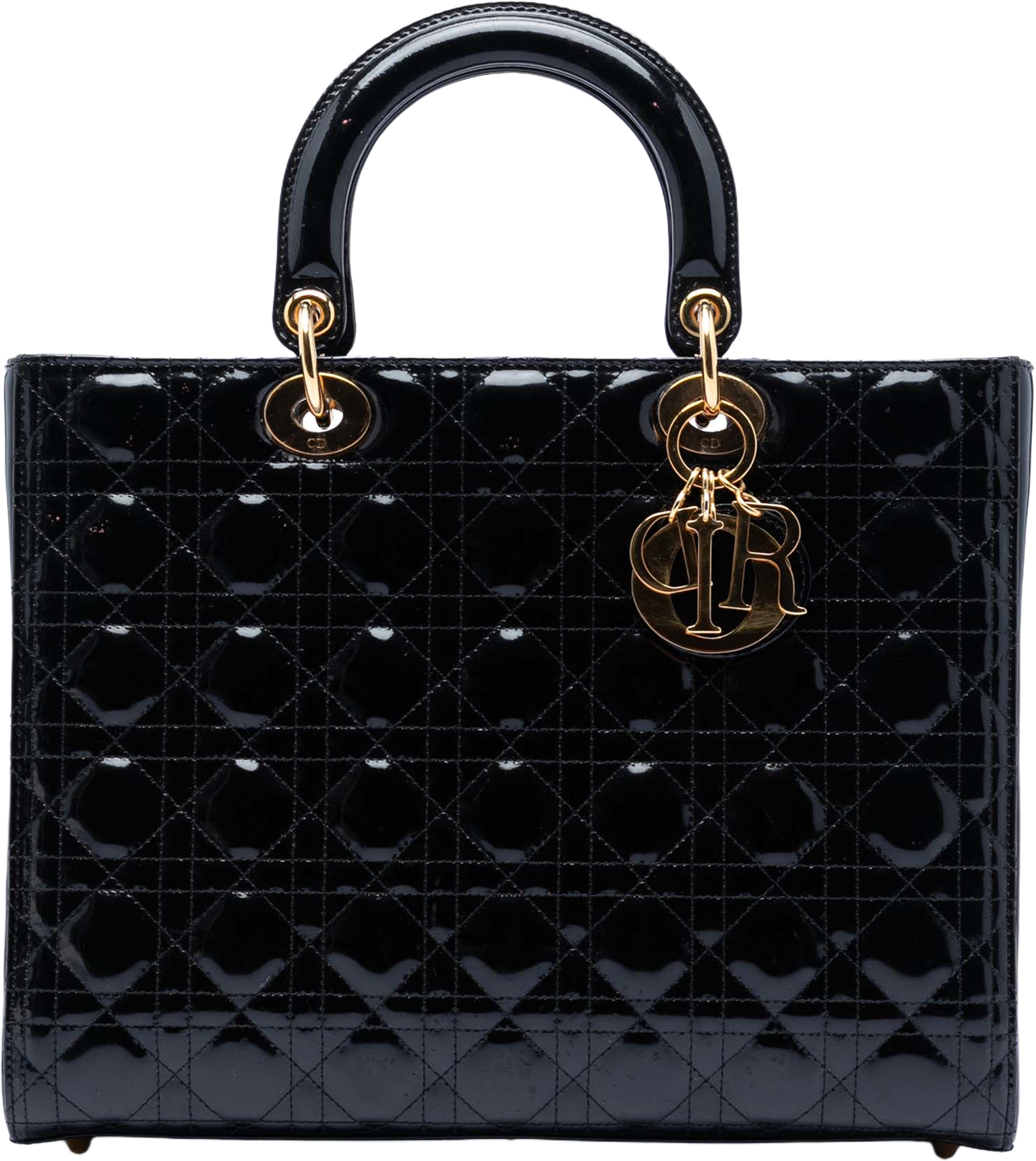 Dior Large Patent Cannage Lady Dior, från Luxclusif, i färgen black. Klicka för att öppna bilden i stort format