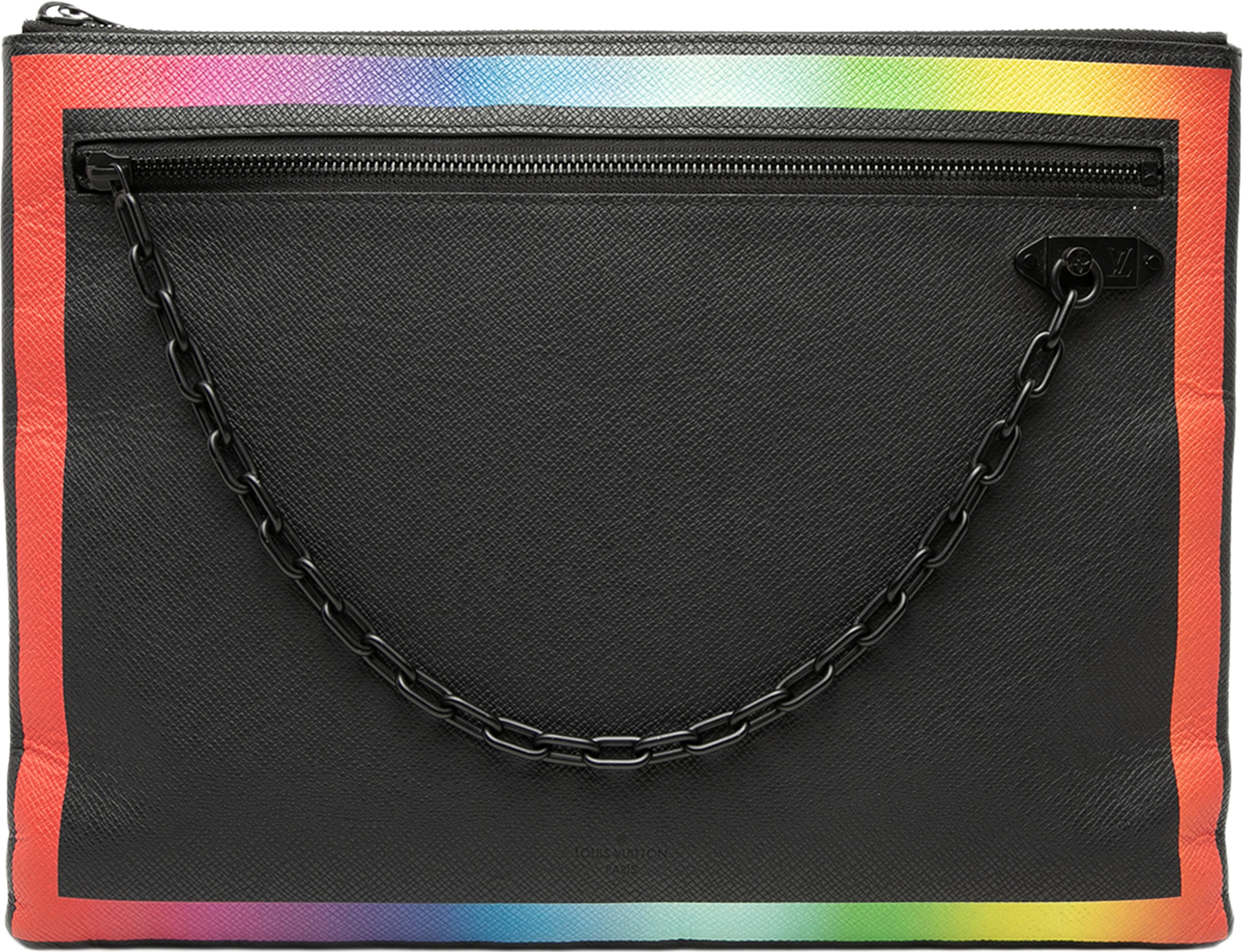 Louis Vuitton Taiga Rainbow Pochette A4, från Luxclusif, i färgen black. Klicka för att öppna bilden i stort format