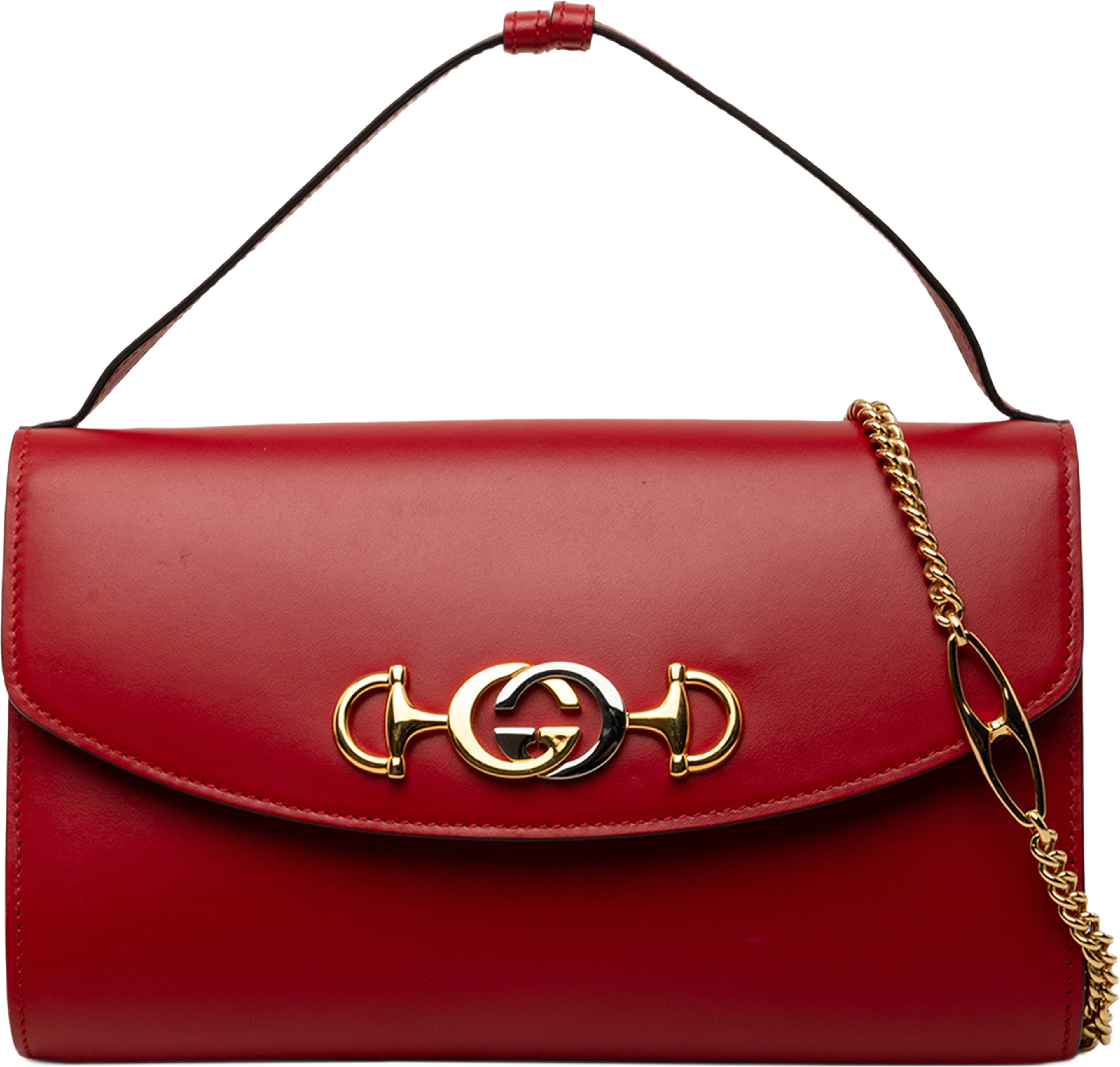 Gucci Small Leather Zumi Satchel, från Luxclusif, i färgen röd. Klicka för att öppna bilden i stort format