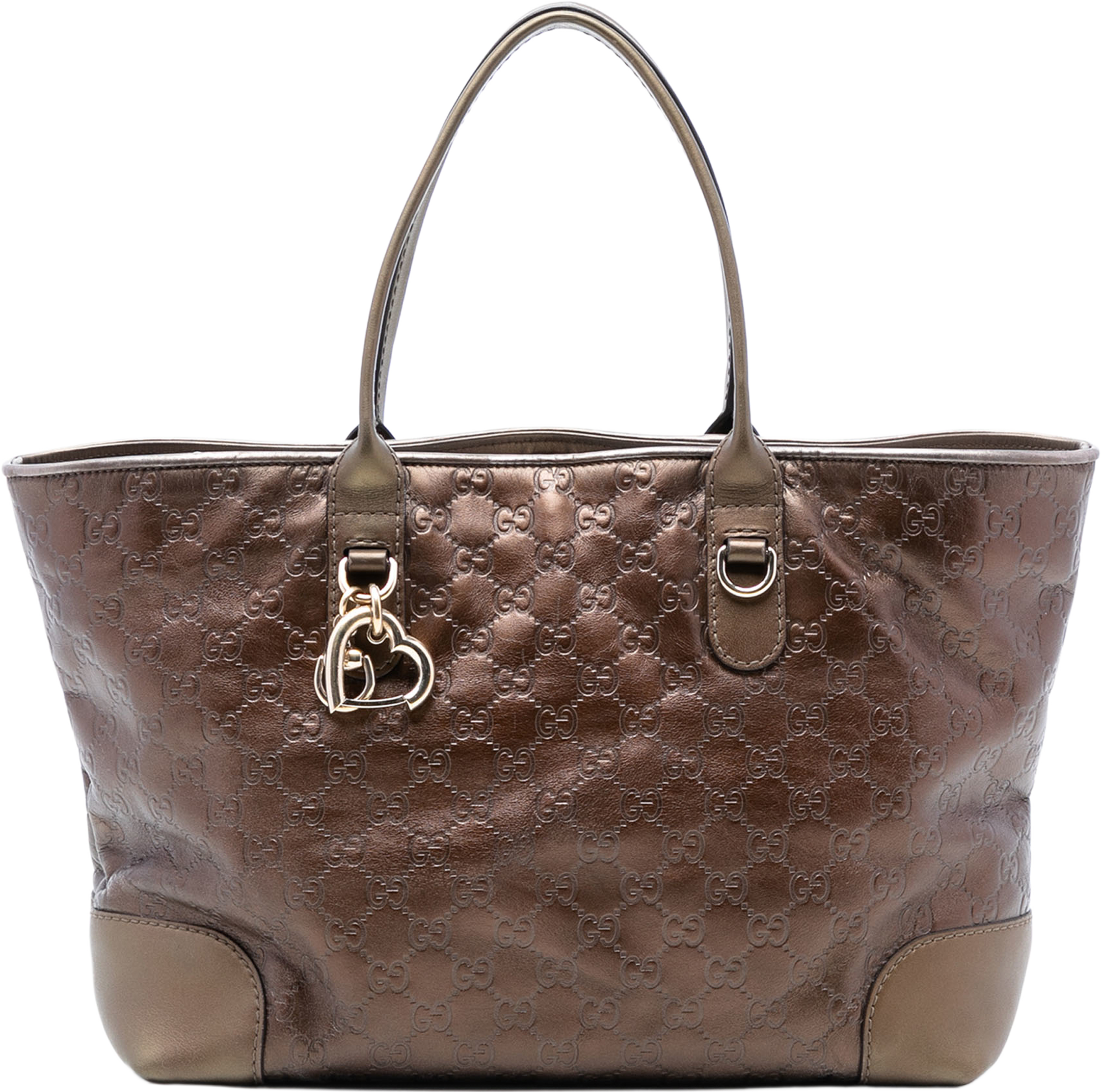 Gucci Metallic Guccissima Heart Bit Tote, från Luxclusif, i färgen bronze. Klicka för att öppna bilden i stort format