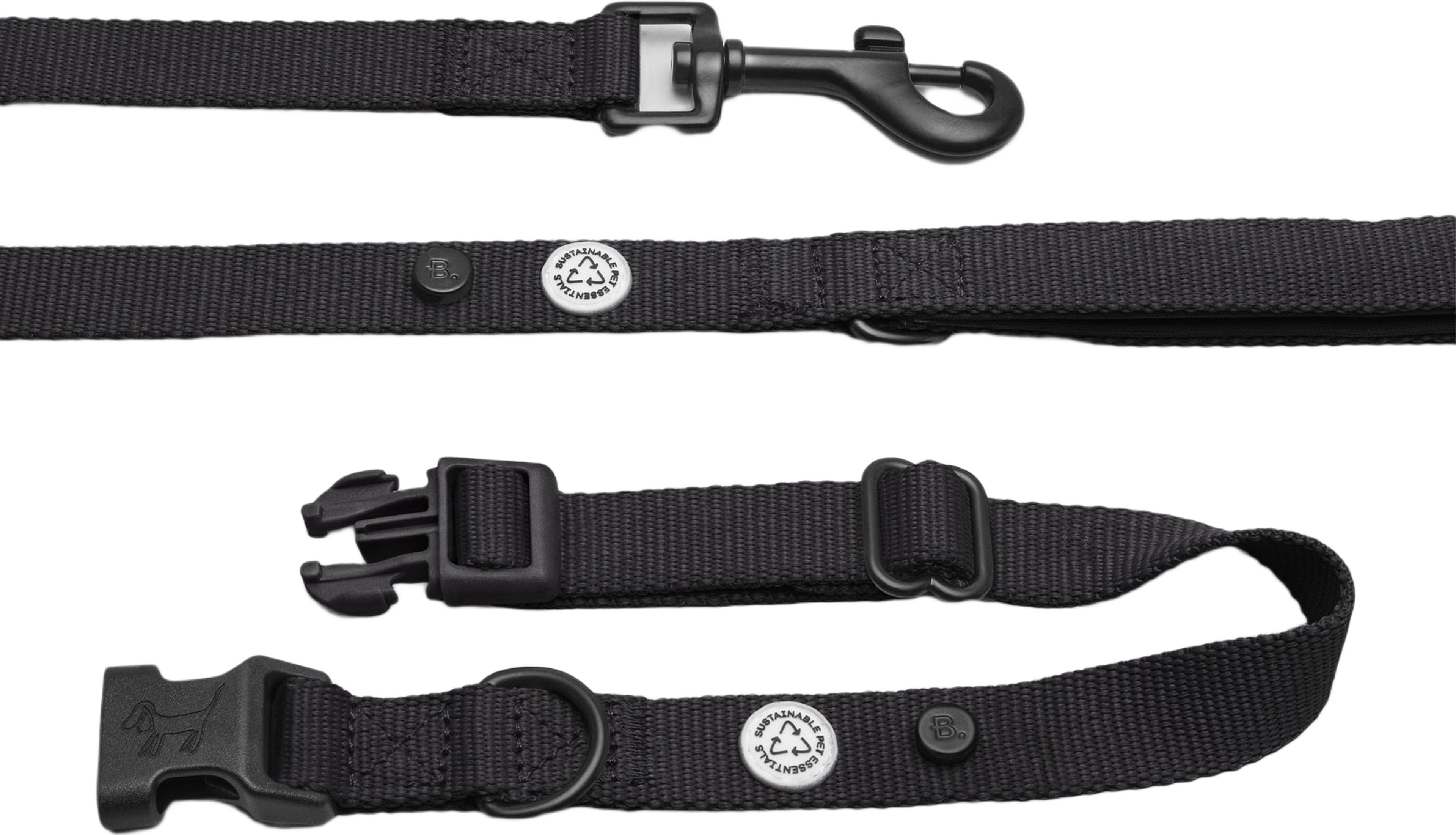 Pitch Black Dog Collar Walk Kit - S
