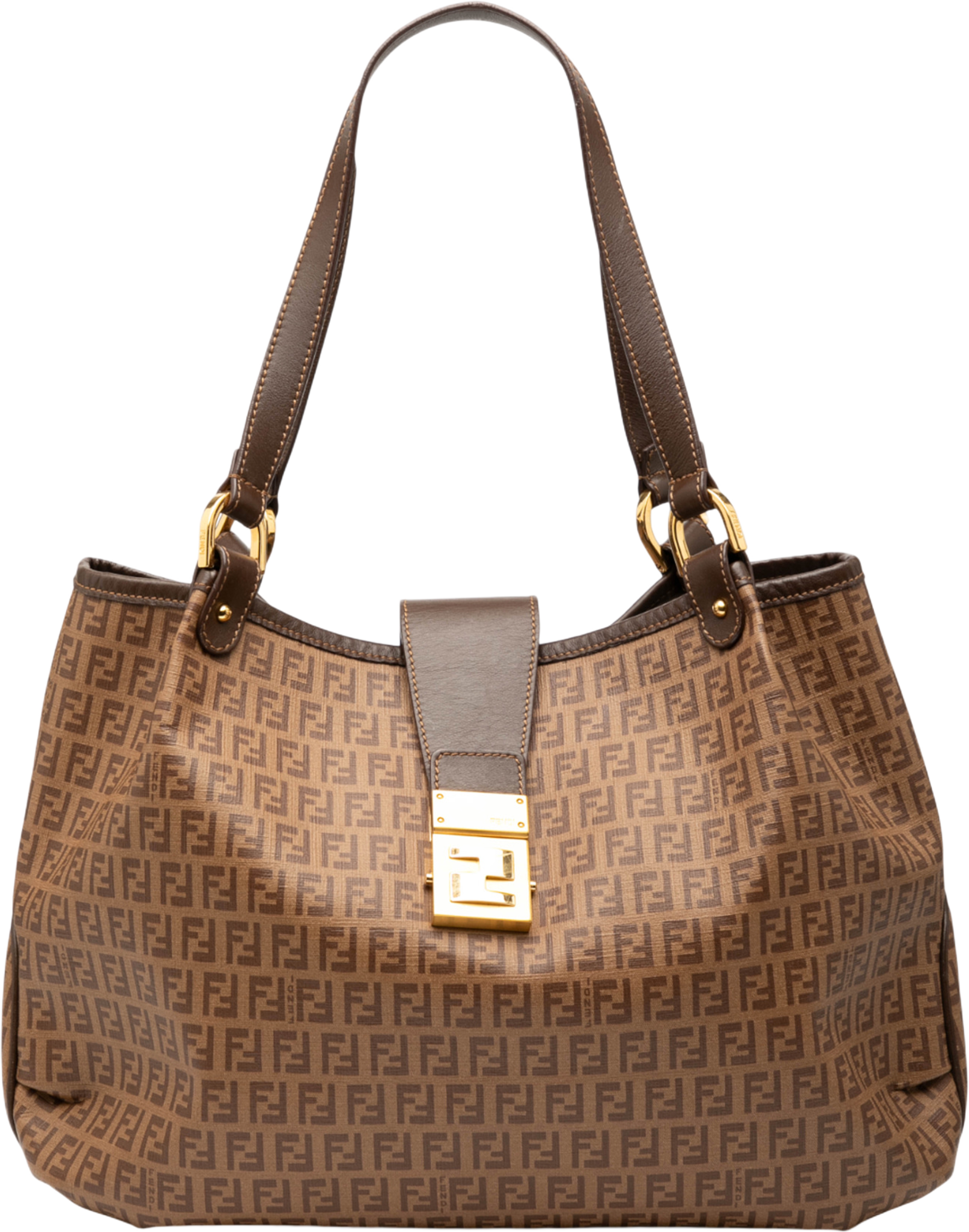 Fendi Zucchino Spalmati Chiusura Tote, från Luxclusif, i färgen brown. Klicka för att öppna bilden i stort format