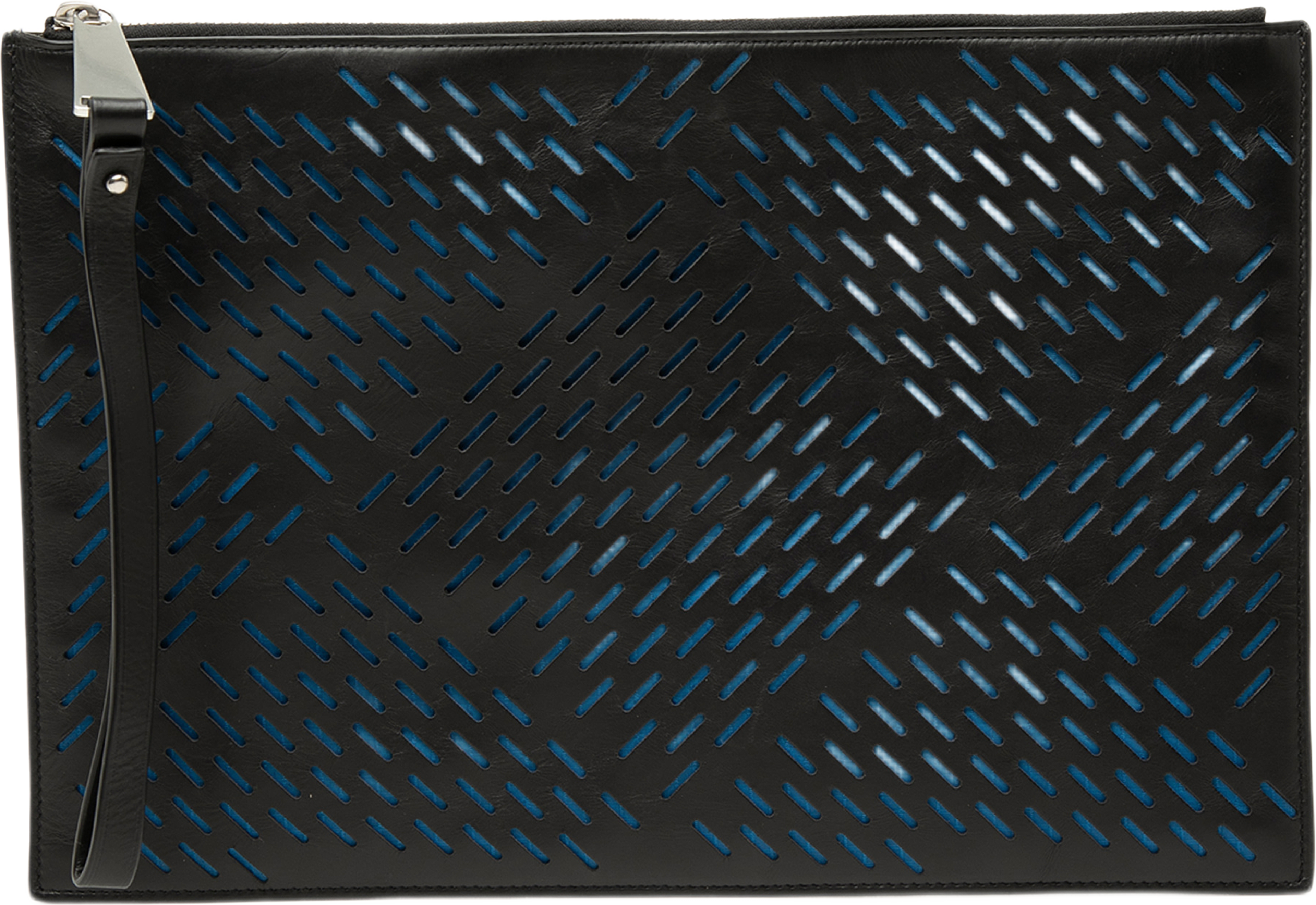 Bottega Veneta Perforated Leather Clutch, från Luxclusif, i färgen svart. Klicka för att öppna bilden i stort format