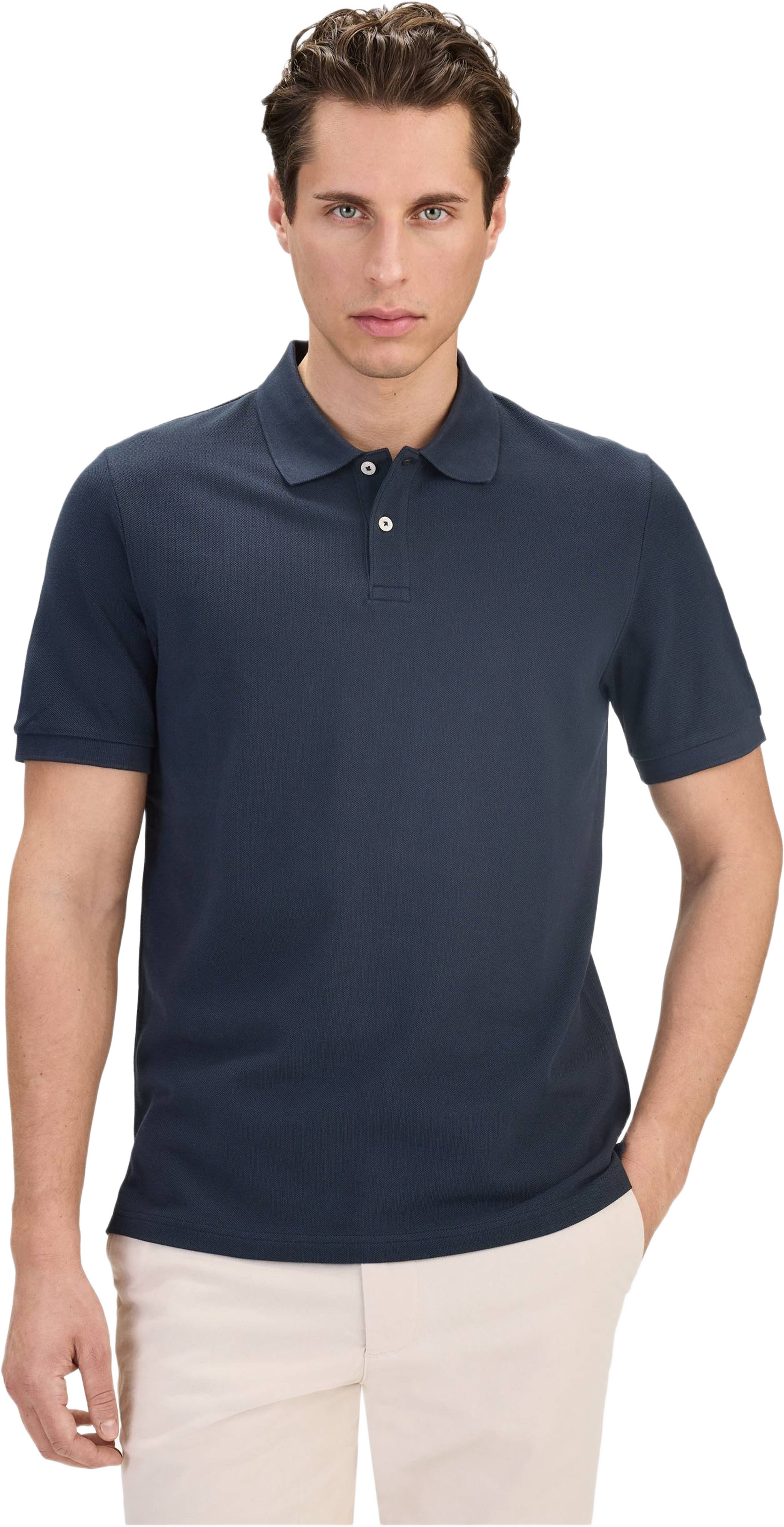 Cotton S/s Jersey Polo Piké (ola), från John Henric, i färgen navy blue. Klicka för att öppna bilden i stort format