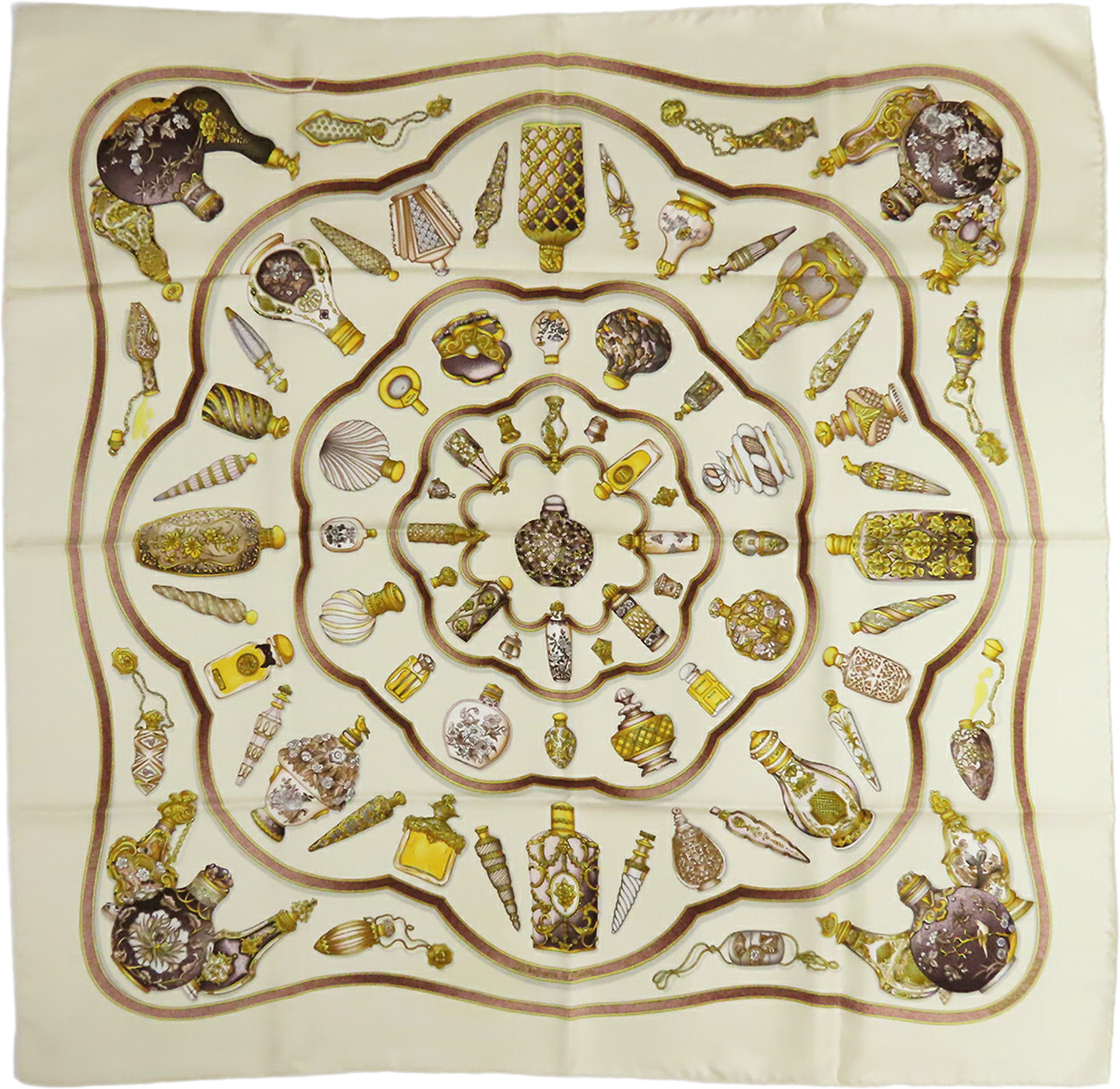 Hermès Qu Importe Le Flacon Silk Scarf 90, från Luxclusif, i färgen brun. Klicka för att öppna bilden i stort format